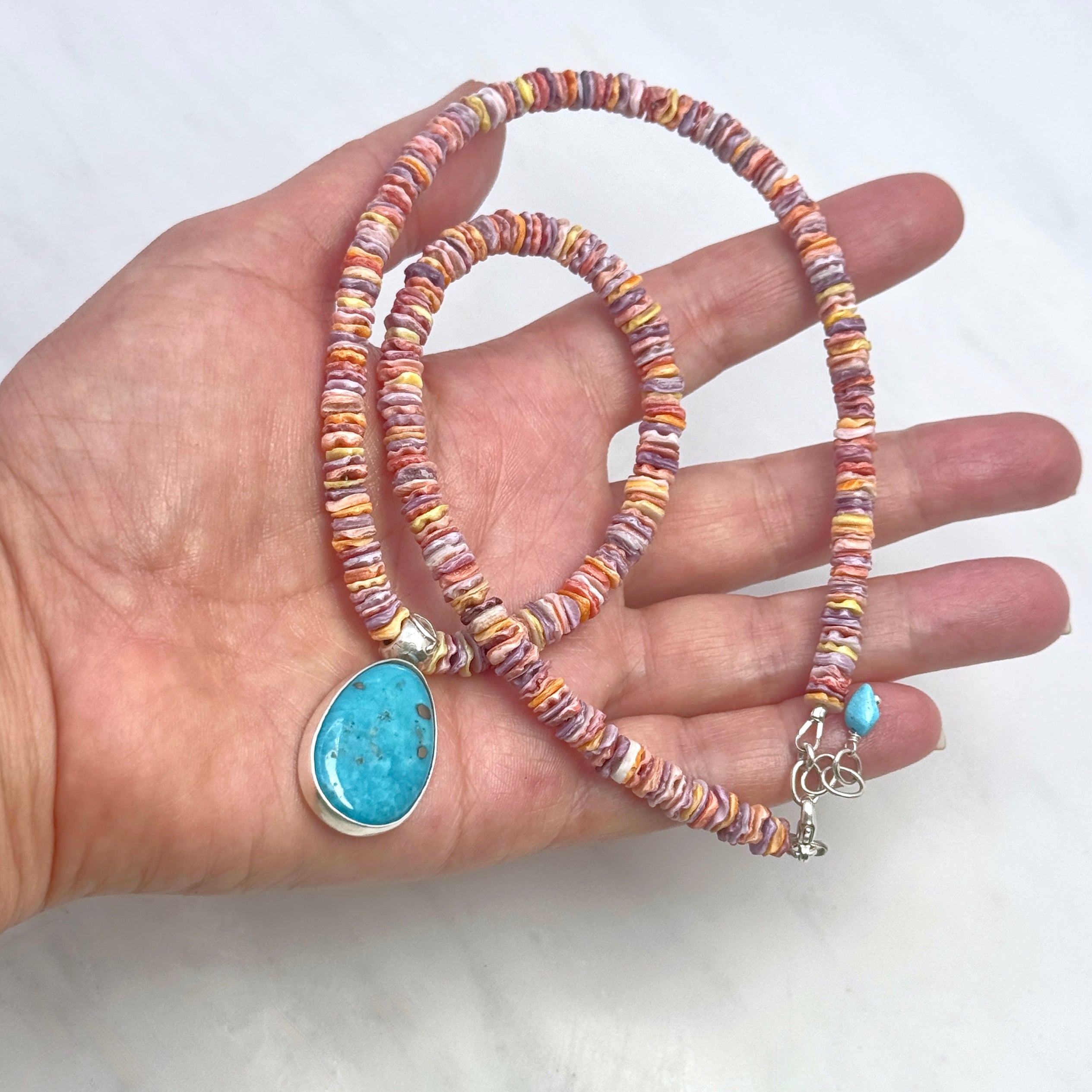 Blue Turquoise & Scallop Shell Necklace