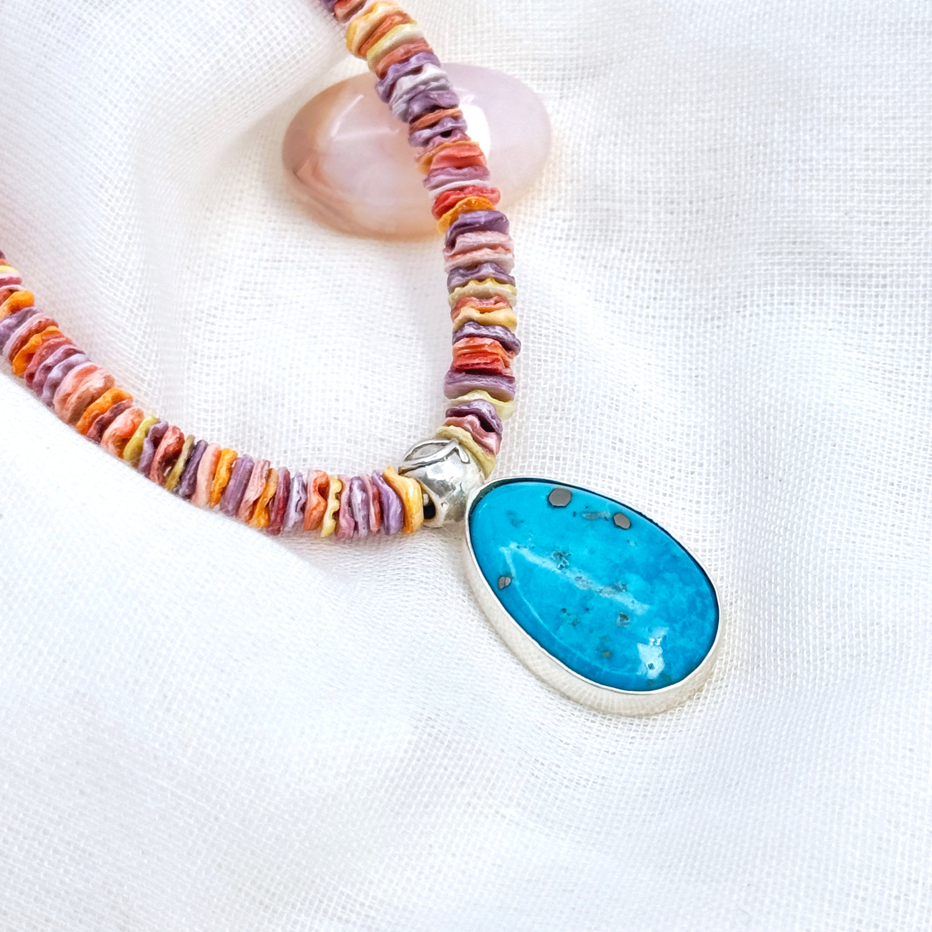 Blue Turquoise & Scallop Shell Necklace