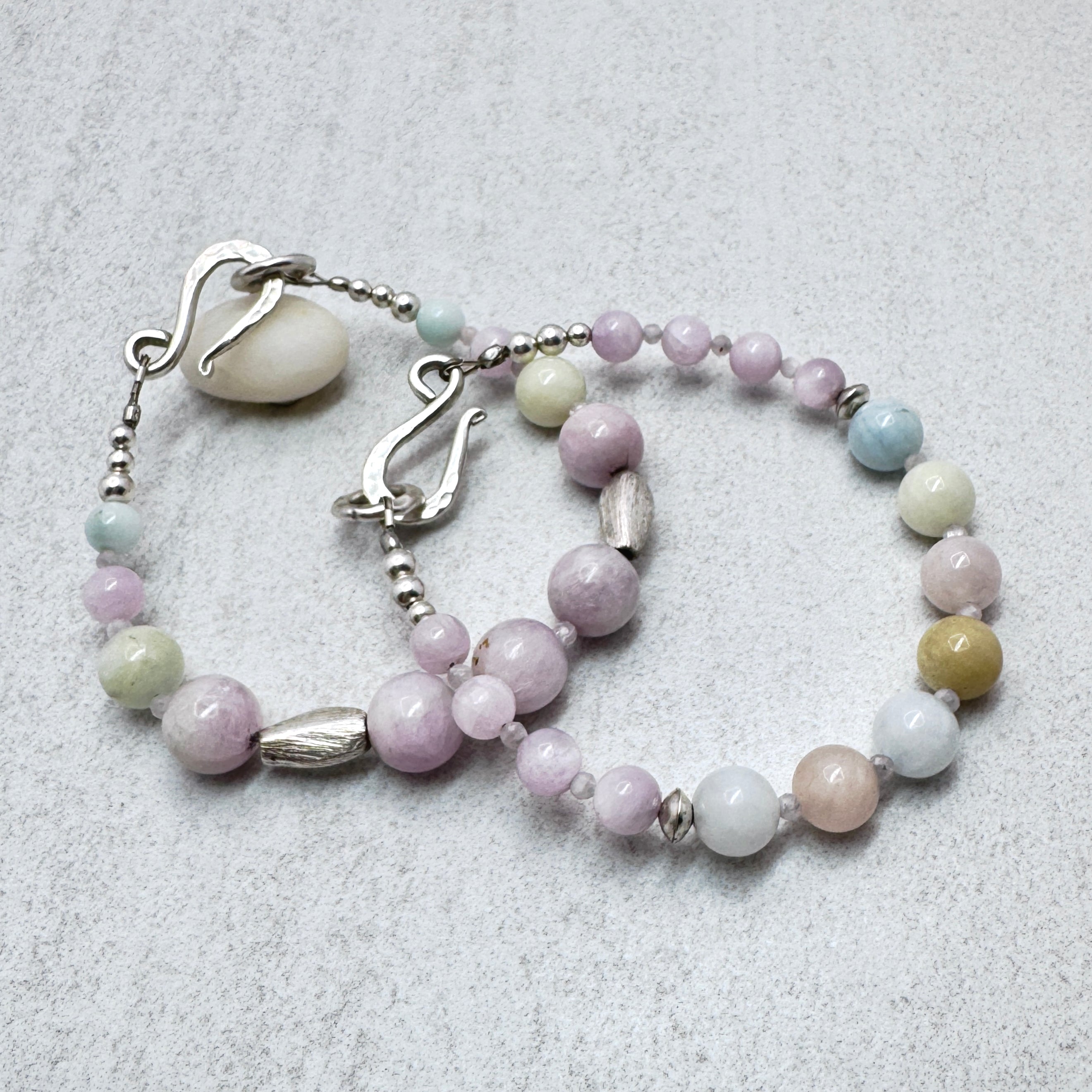 Kunzite & Morganite Sterling Silver Bracelet