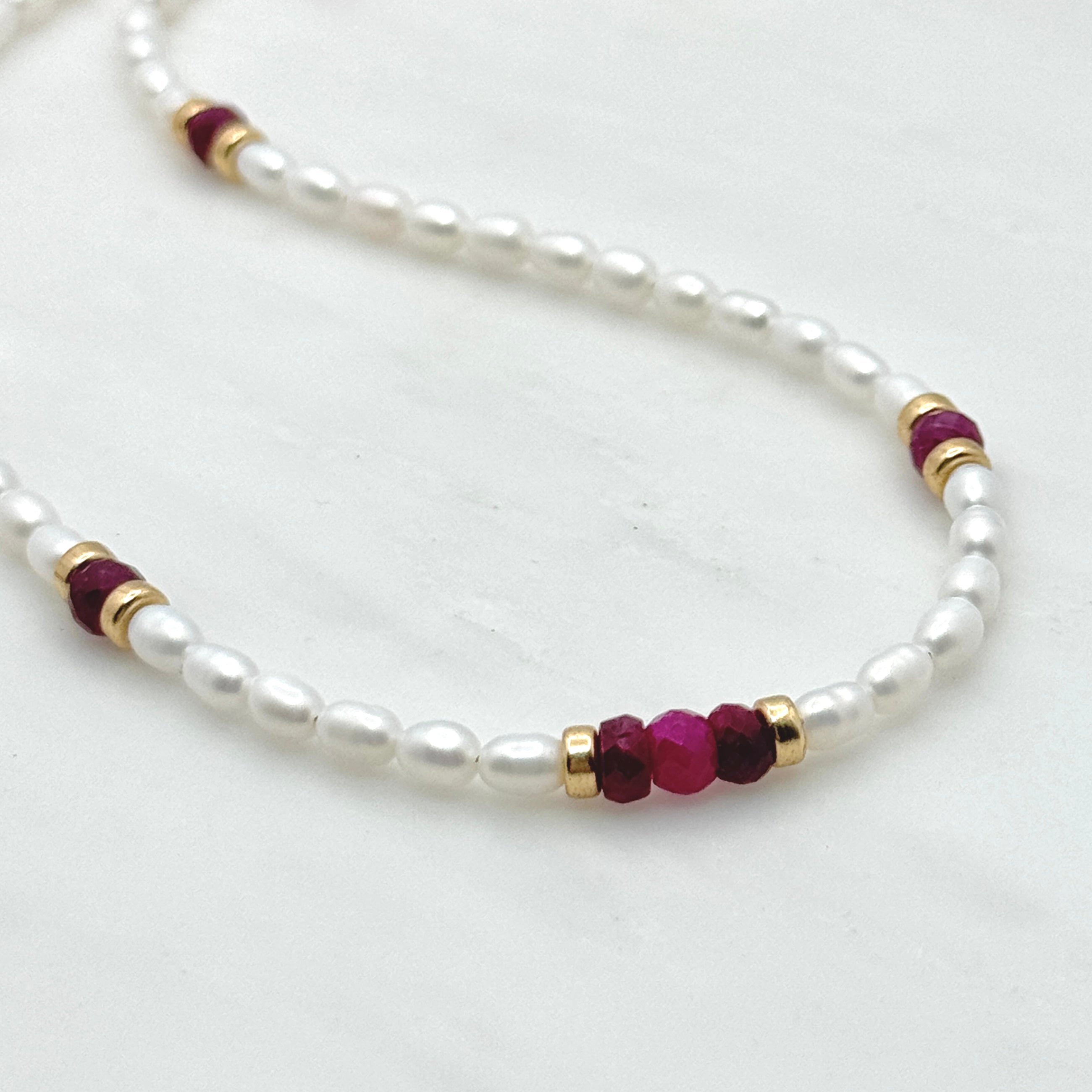 Pearl, Ruby, & Gold-Filled Accent Necklace