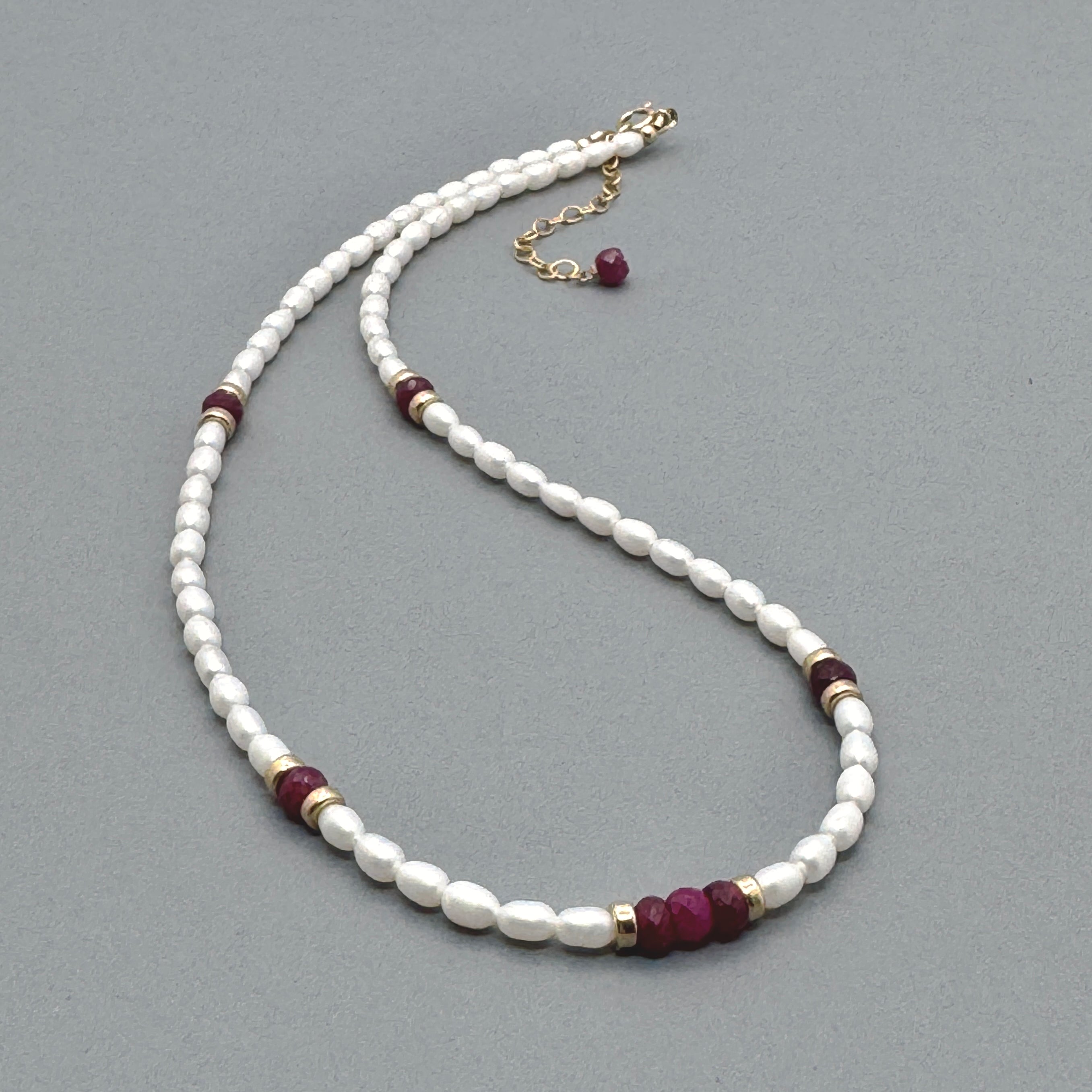 Pearl, Ruby, & Gold-Filled Accent Necklace