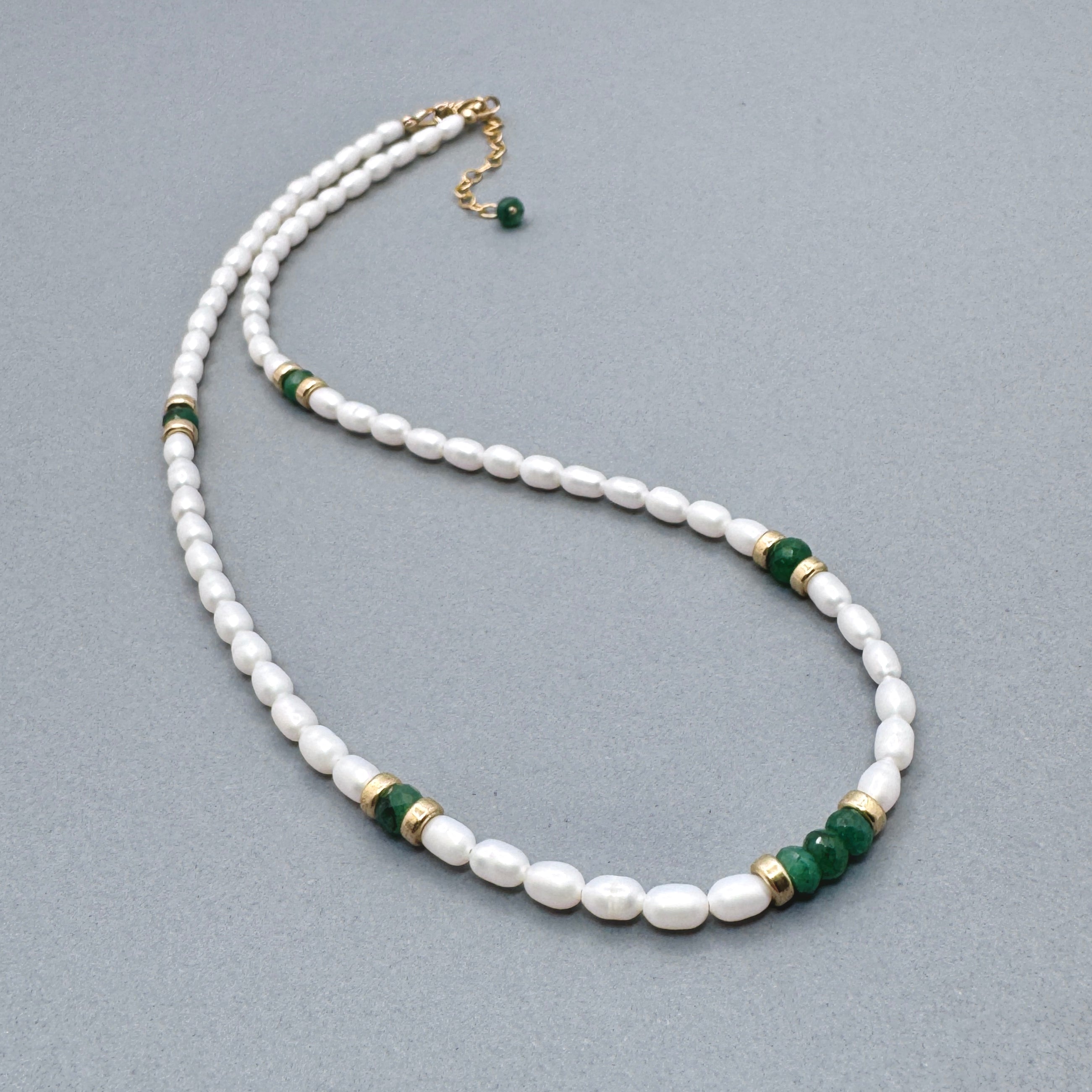 Pearl, Emerald, & Gold-Filled Accent Necklace