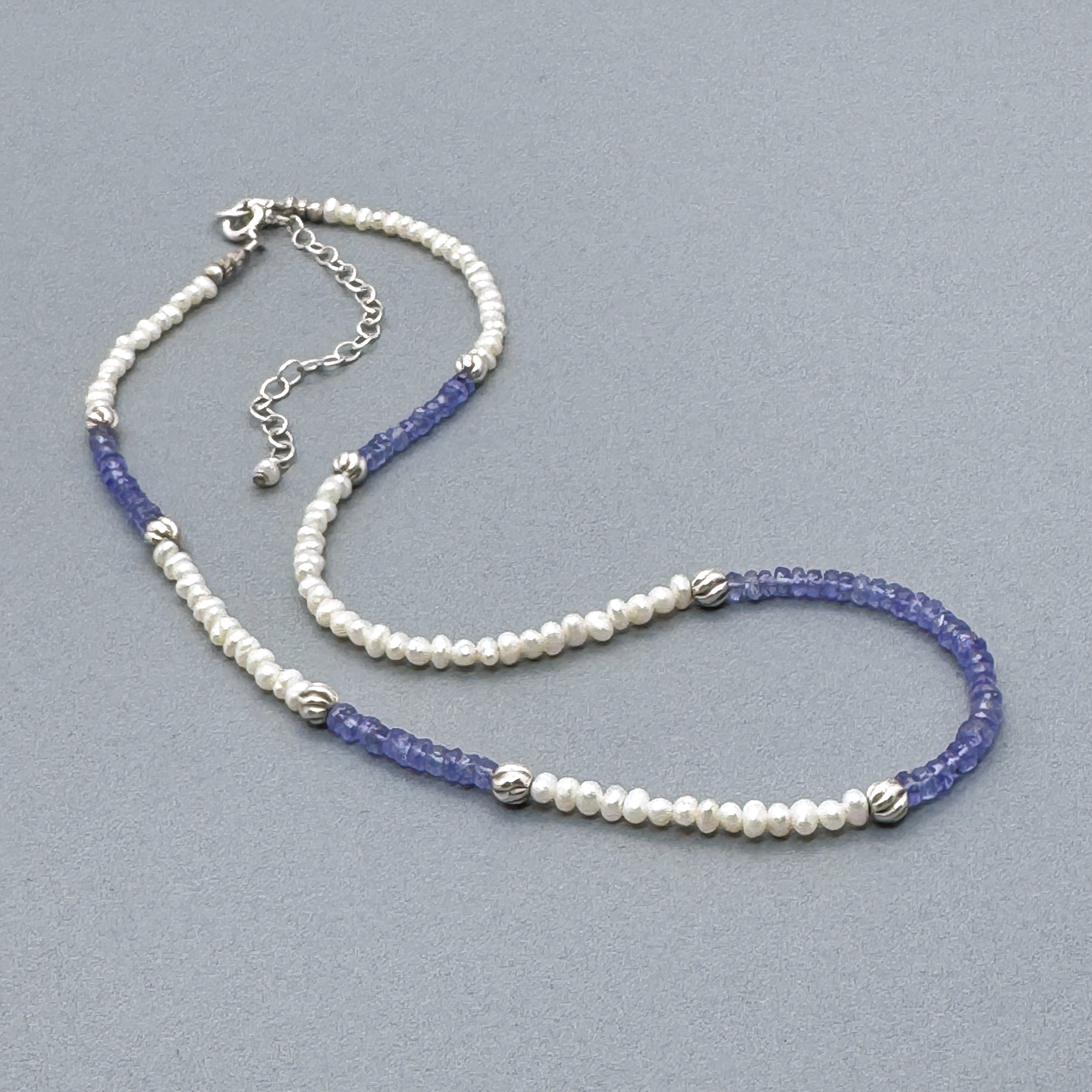 Tanzanite & Pearl Sterling Silver Choker