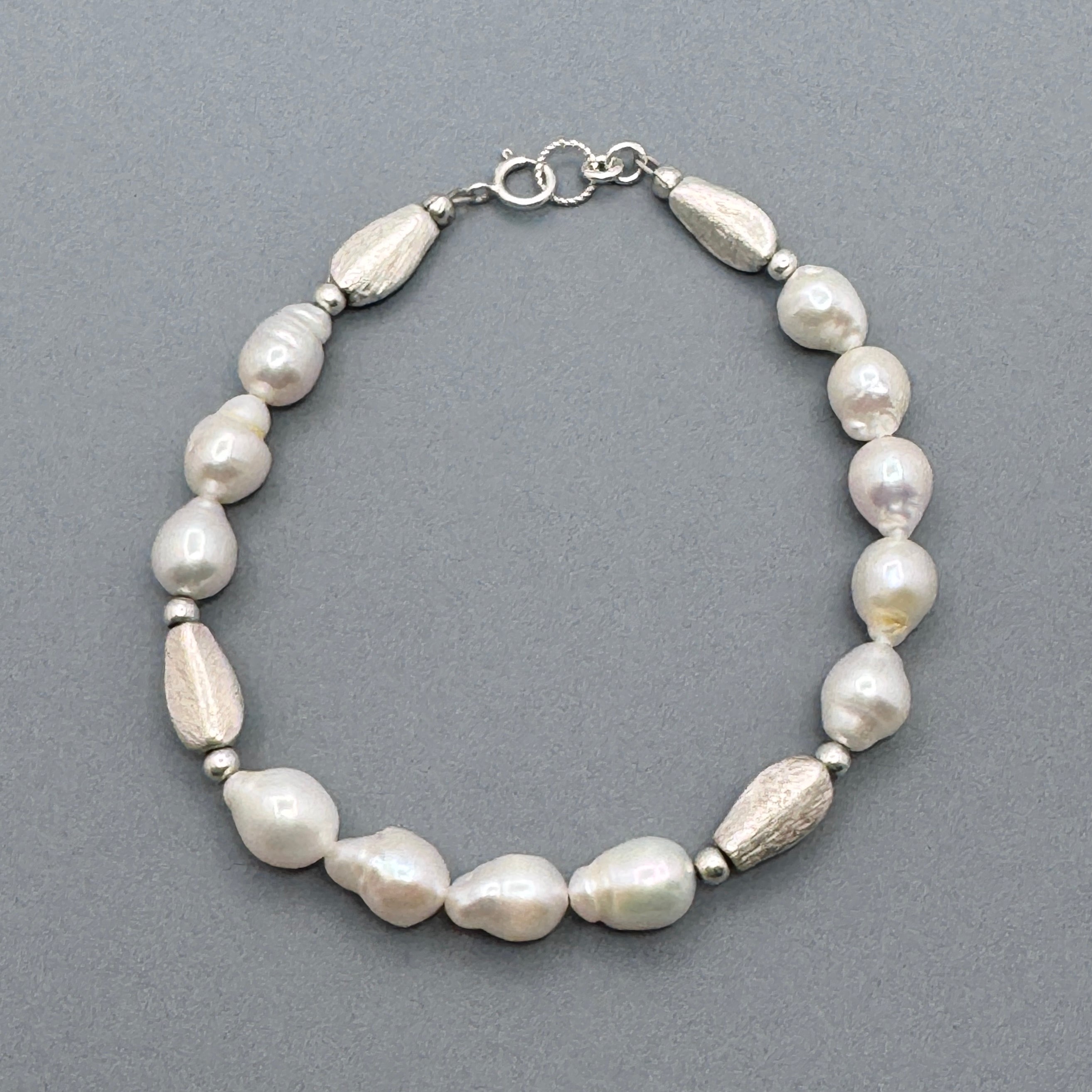 White Baroque Pearl Sterling Silver Bracelet