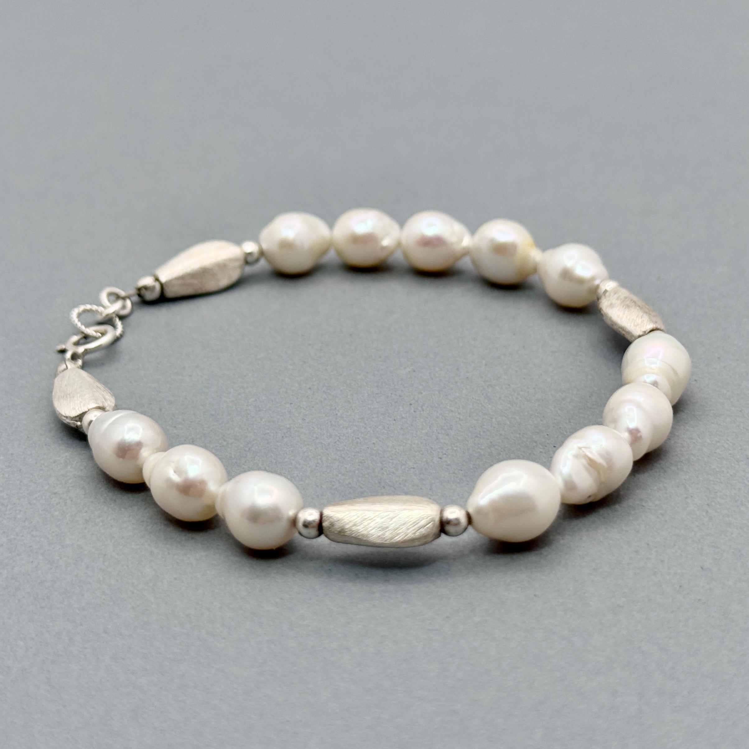 White Baroque Pearl Sterling Silver Bracelet