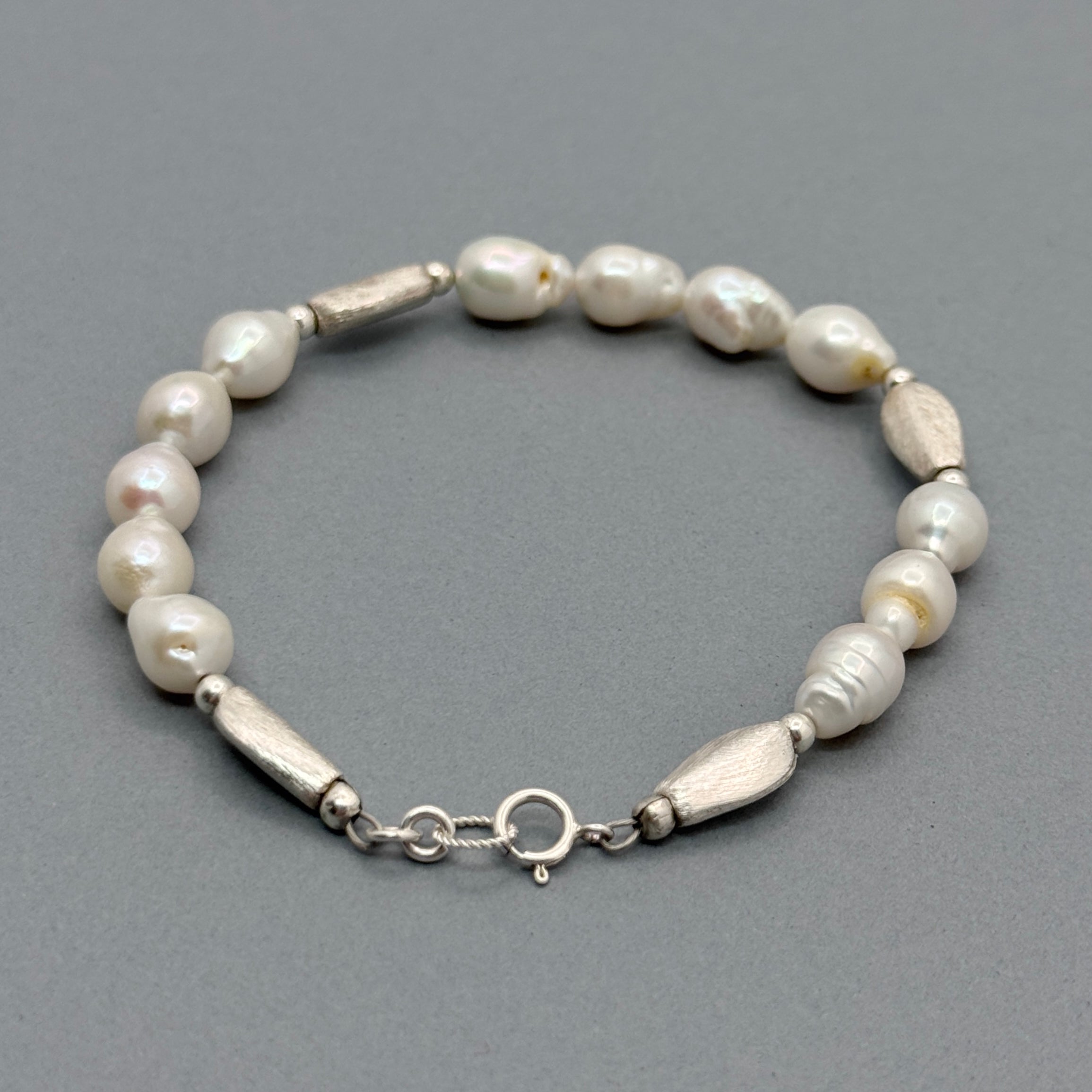 White Baroque Pearl Sterling Silver Bracelet