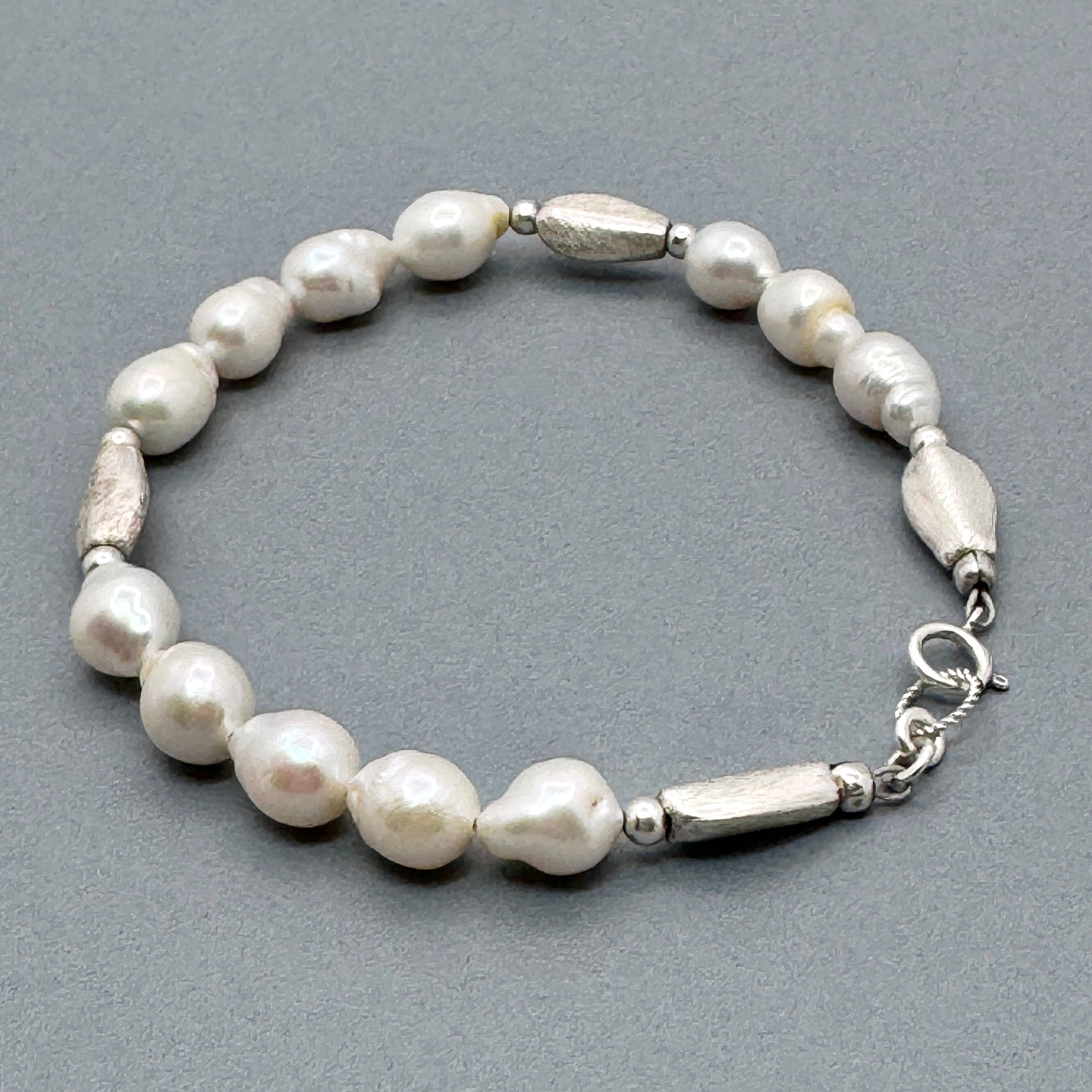 White Baroque Pearl Sterling Silver Bracelet