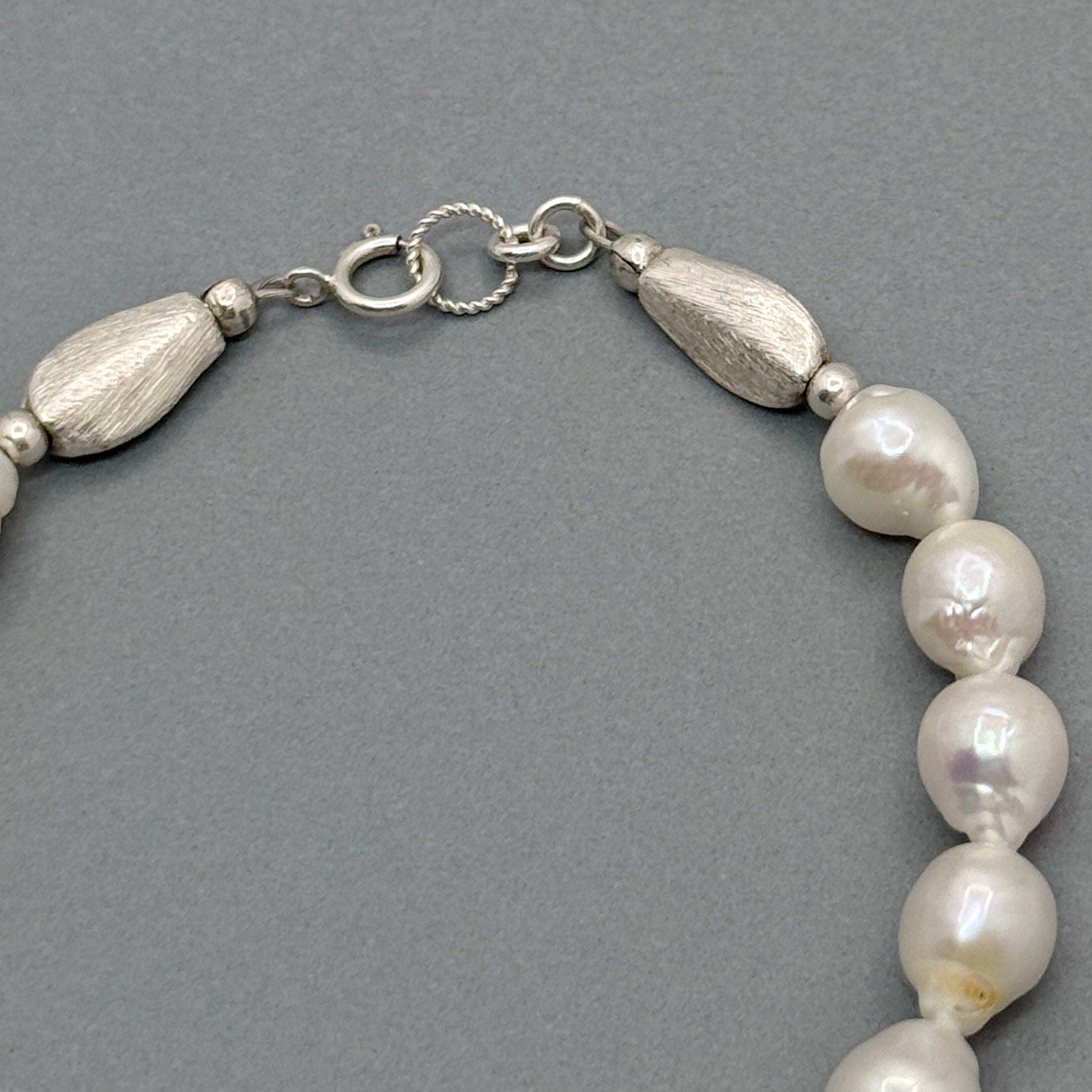 White Baroque Pearl Sterling Silver Bracelet