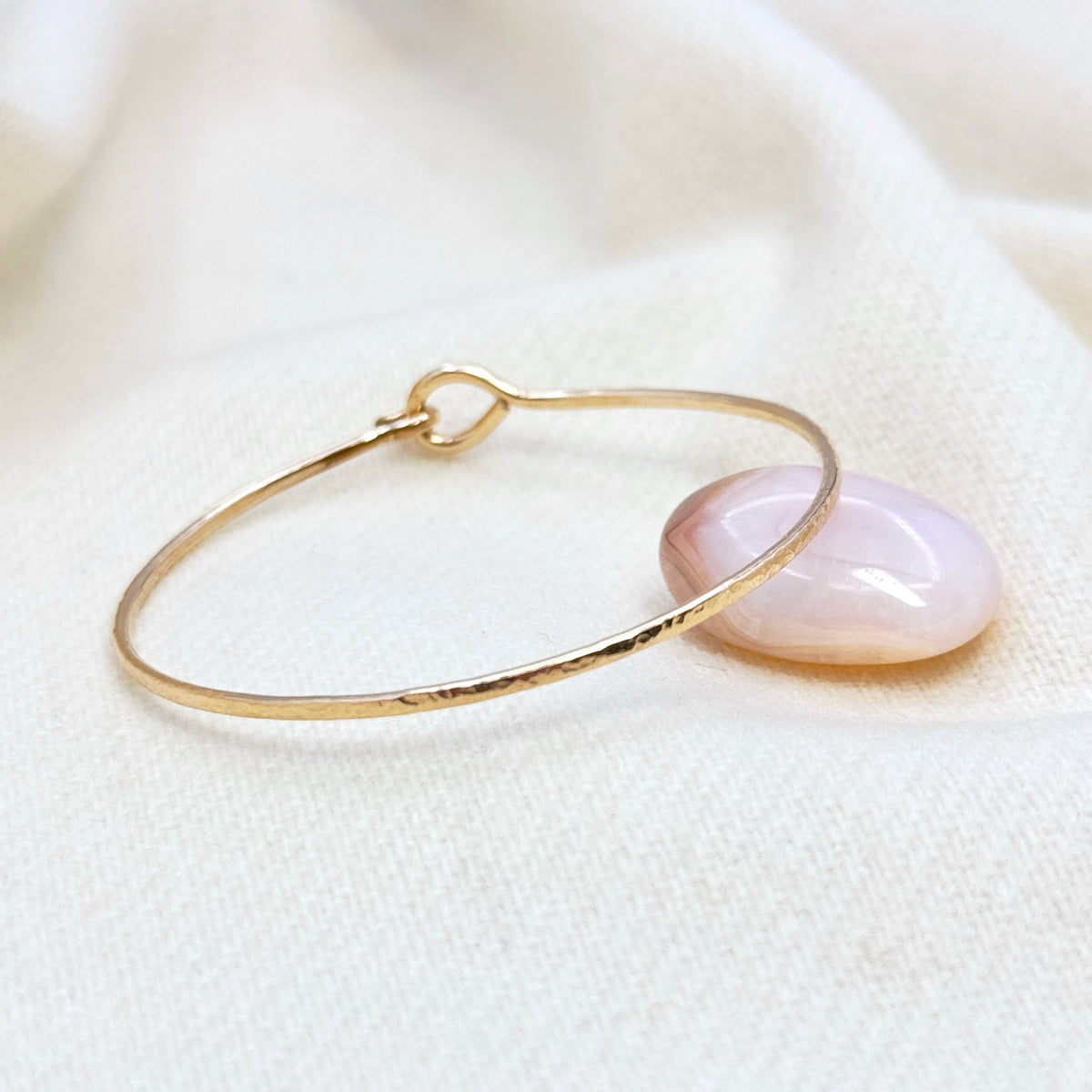 Gold-Filled Hammered Oval Bangle Bracelet