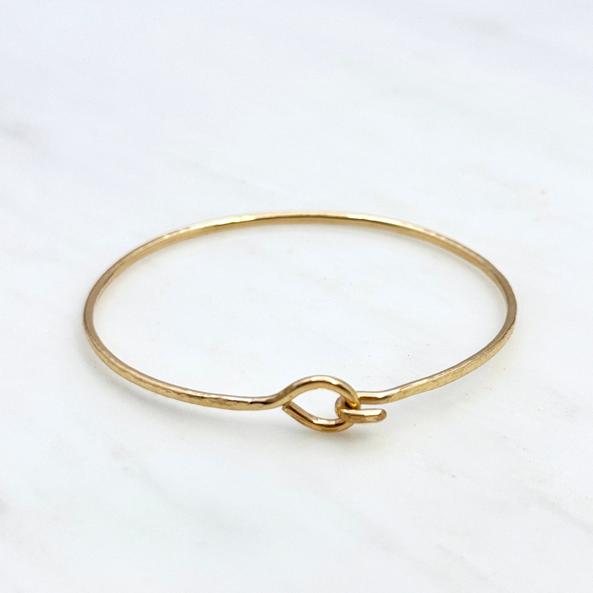Gold-Filled Hammered Oval Bangle Bracelet