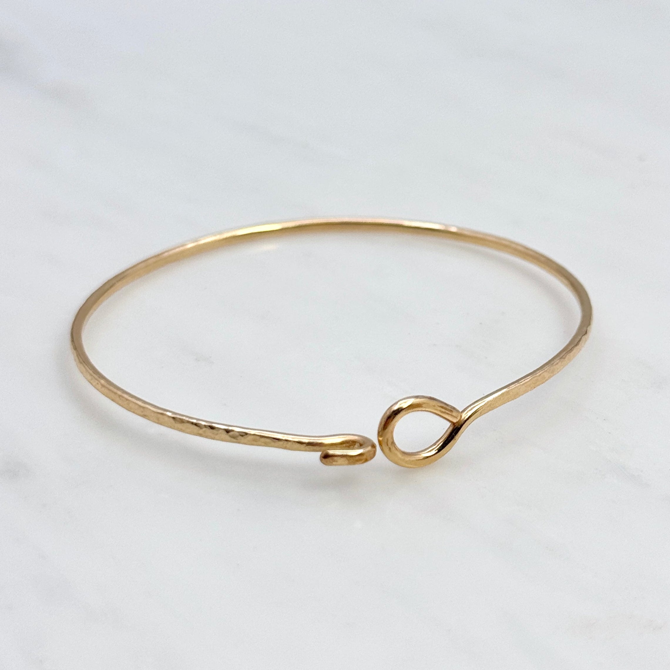 Gold-Filled Hammered Oval Bangle Bracelet