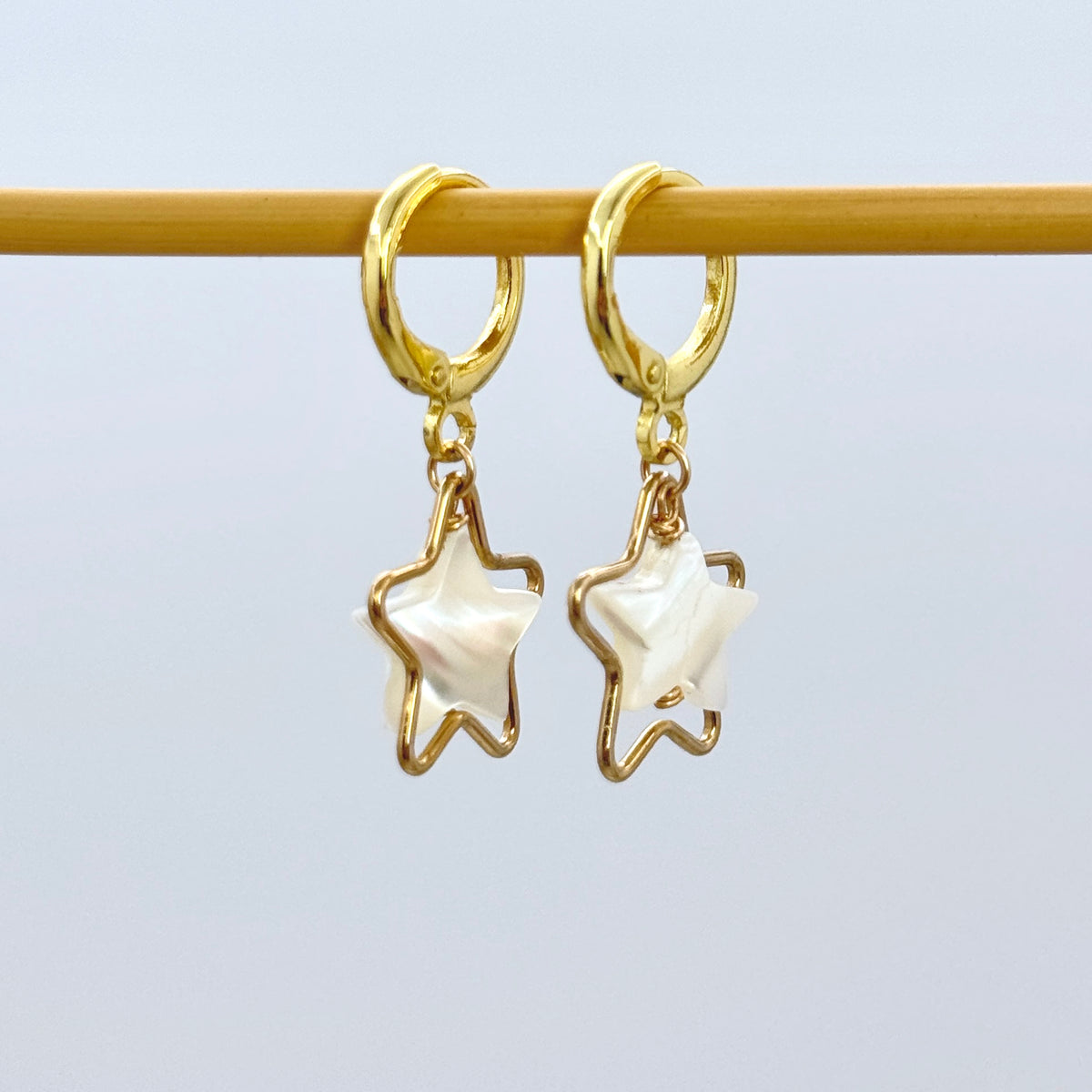 Mother of Pearl Star Huggie Earrings