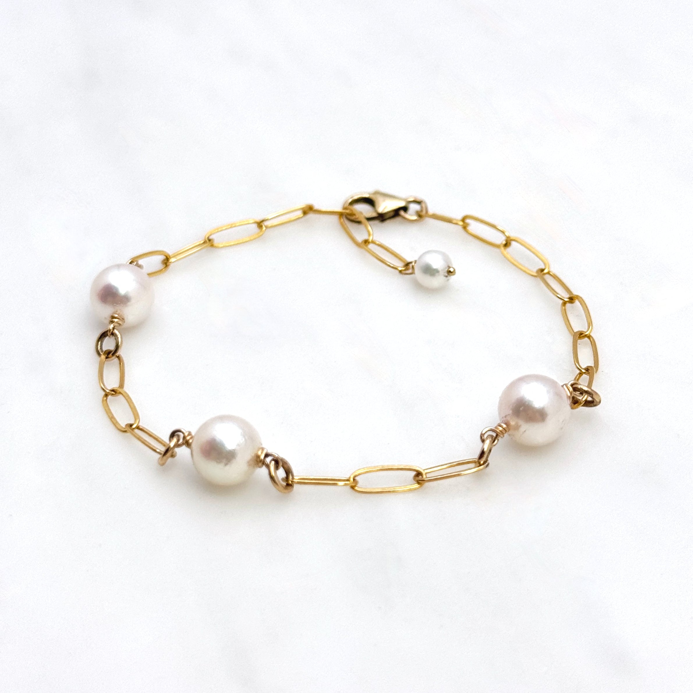 Akoya Pearl & 14Kt Gold-Filled Link Bracelet