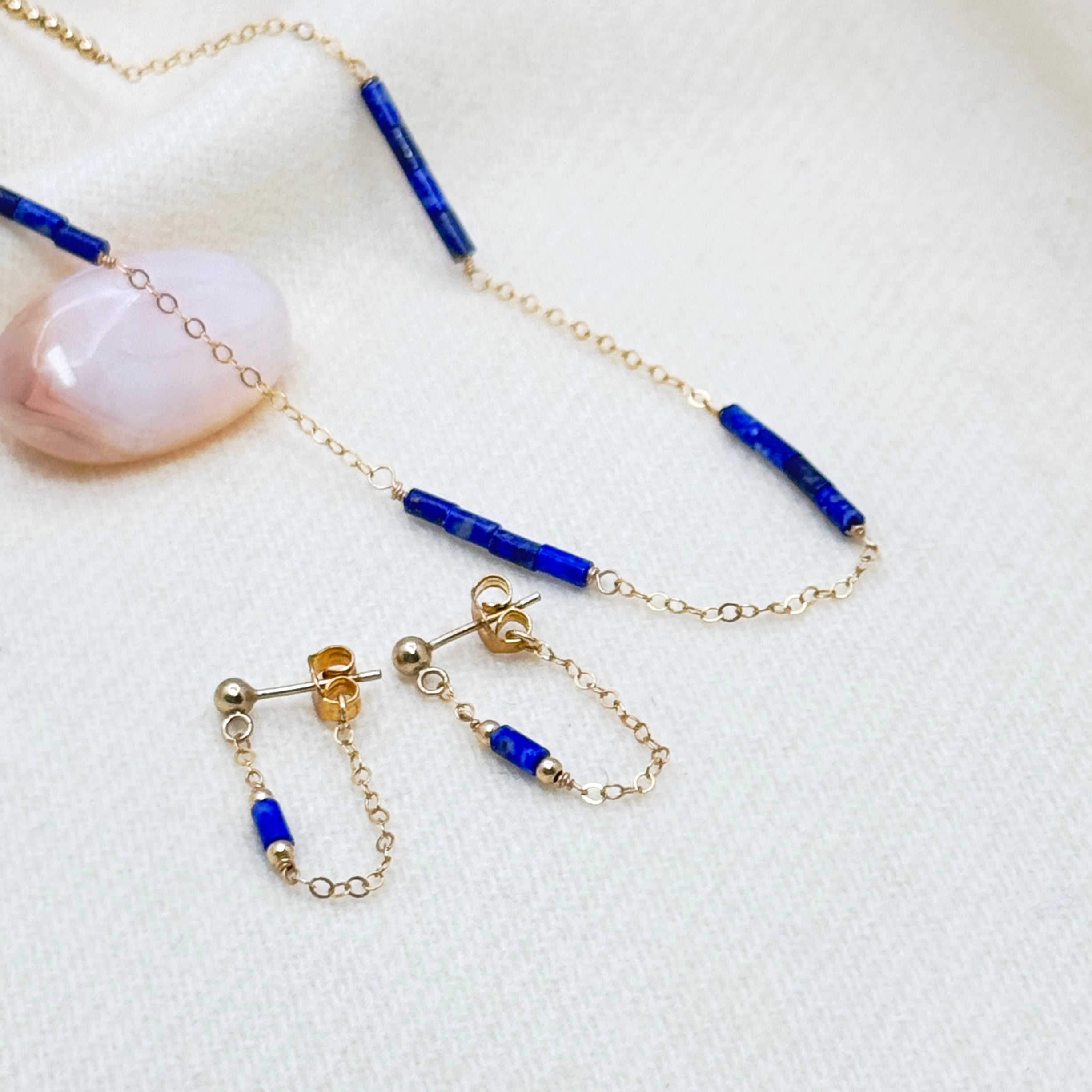 Lapis Lazuli & 14K Gold-Filled Bar Necklace