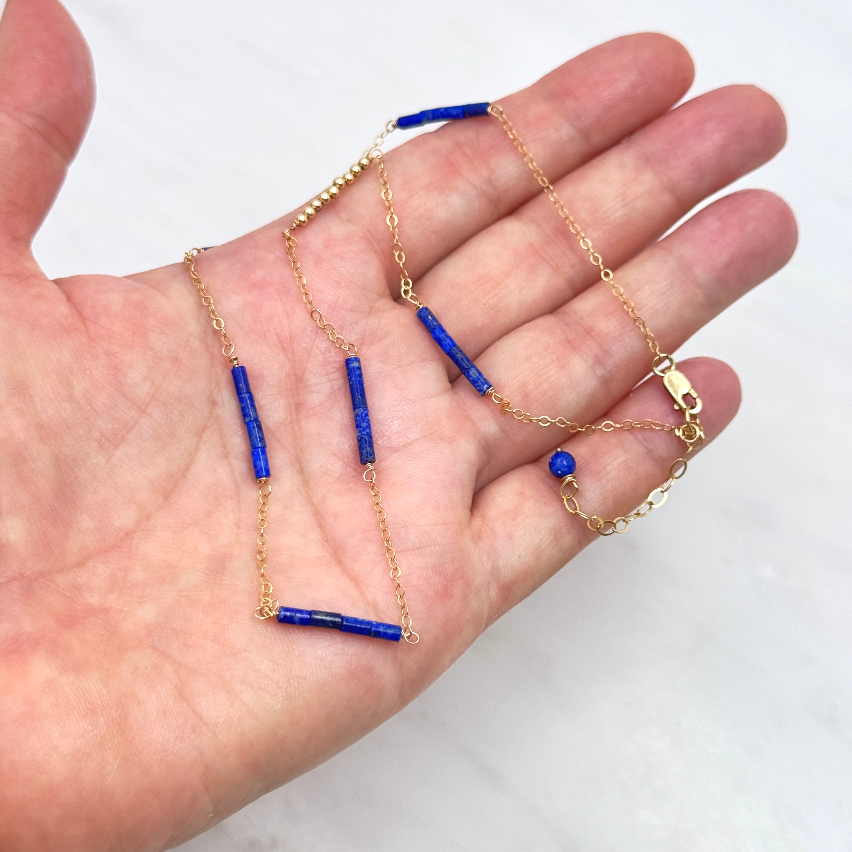 Lapis Lazuli & 14K Gold-Filled Bar Necklace