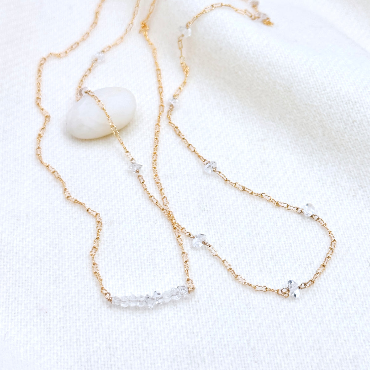 Herkimer Diamond Gold-Filled Station Necklace