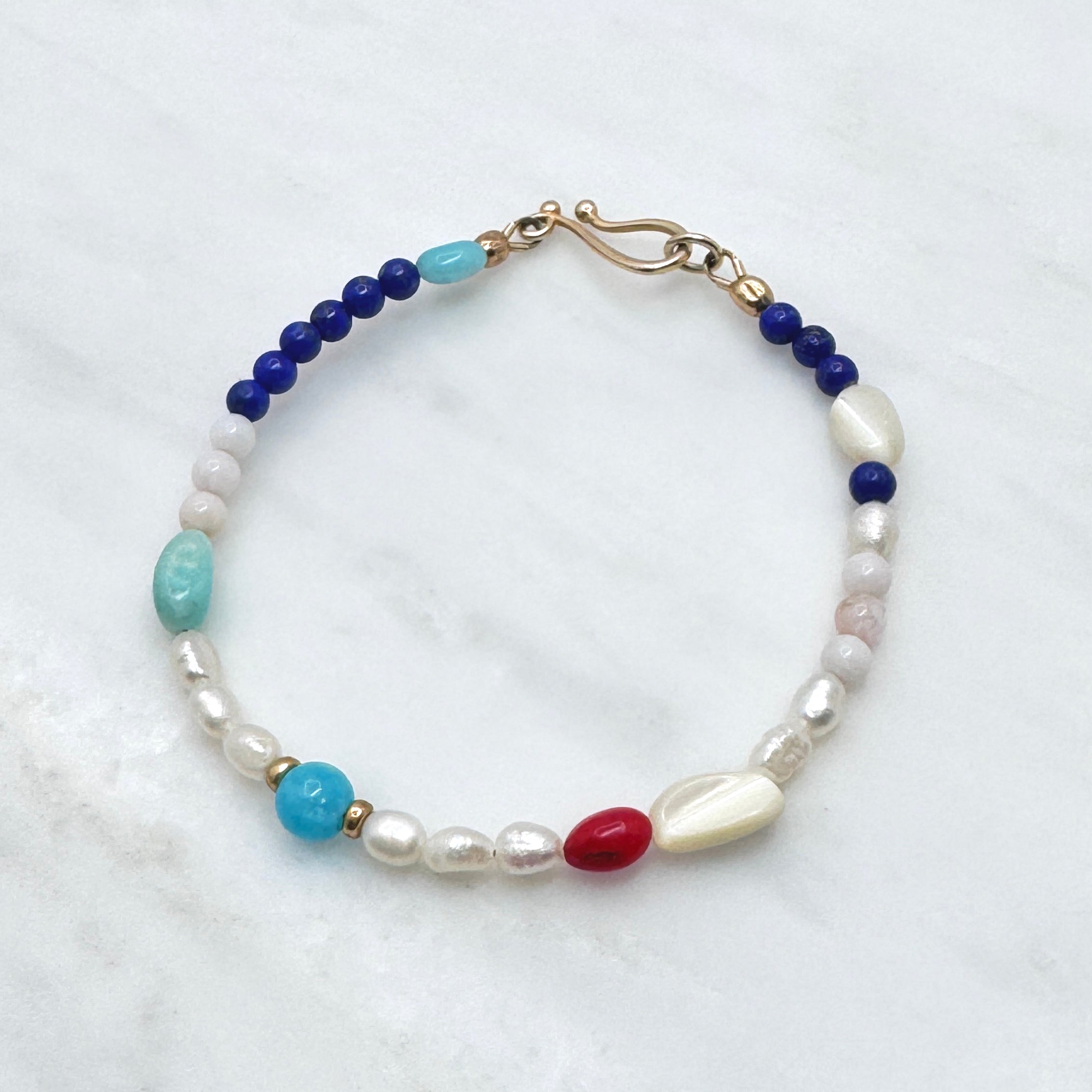 Coastal Multi-Stone Vermeil Hook Bracelet