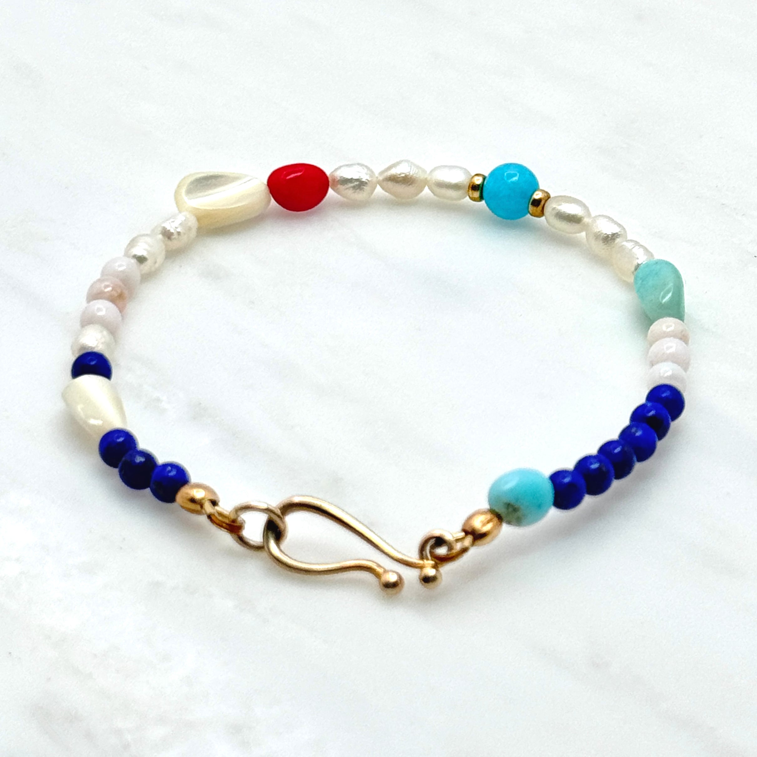 Coastal Multi-Stone Vermeil Hook Bracelet
