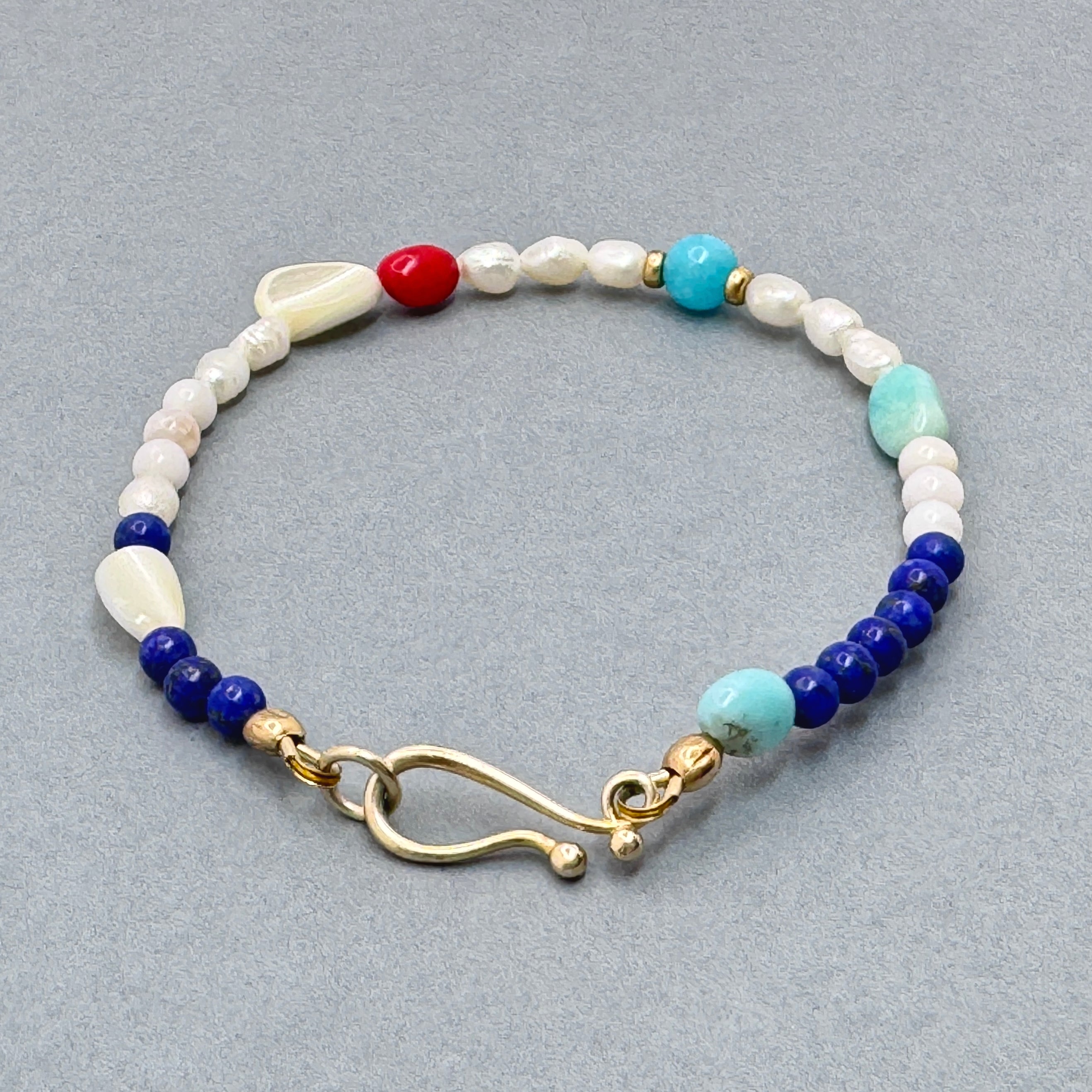 Coastal Multi-Stone Vermeil Hook Bracelet