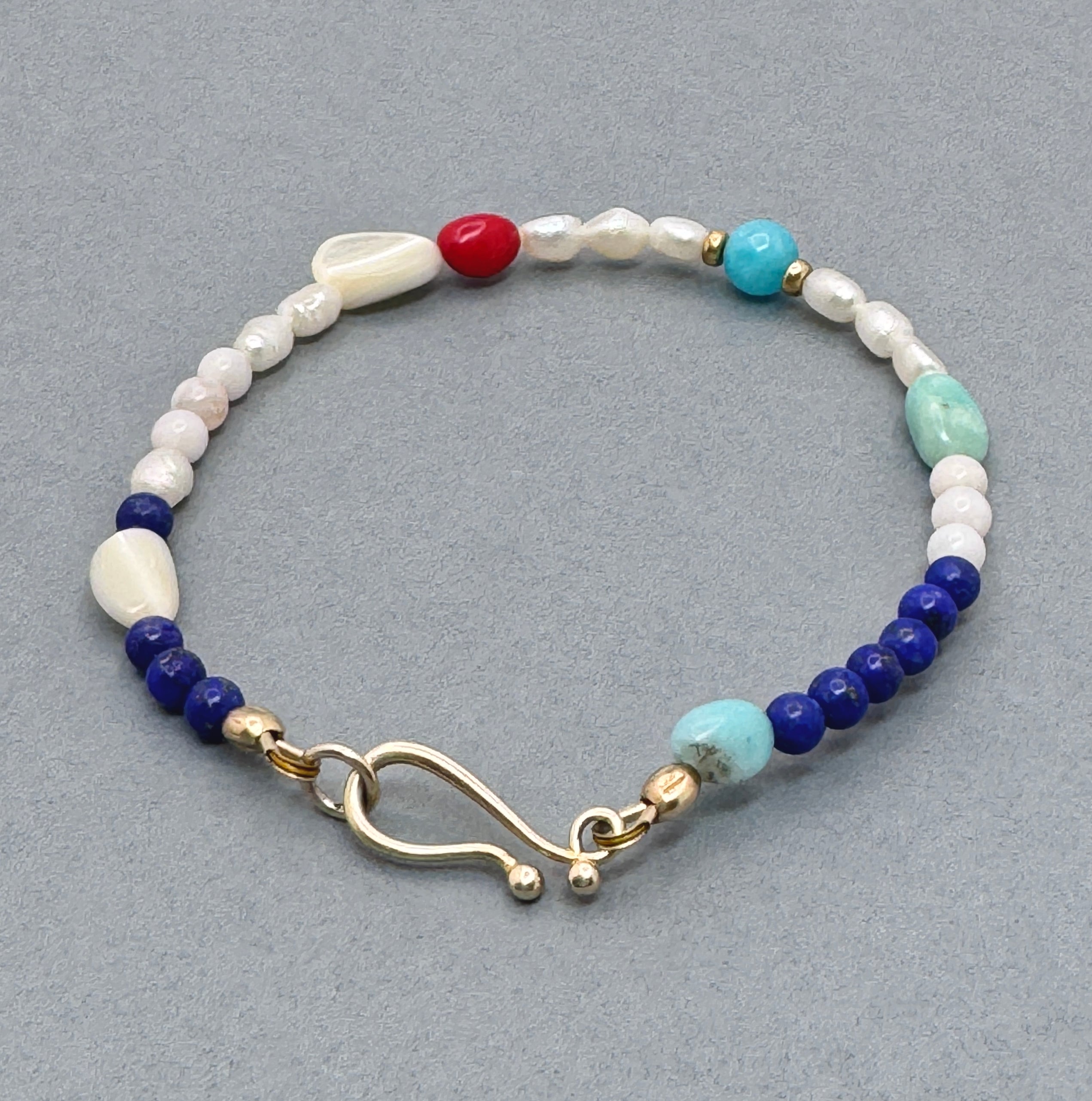 Coastal Multi-Stone Vermeil Hook Bracelet