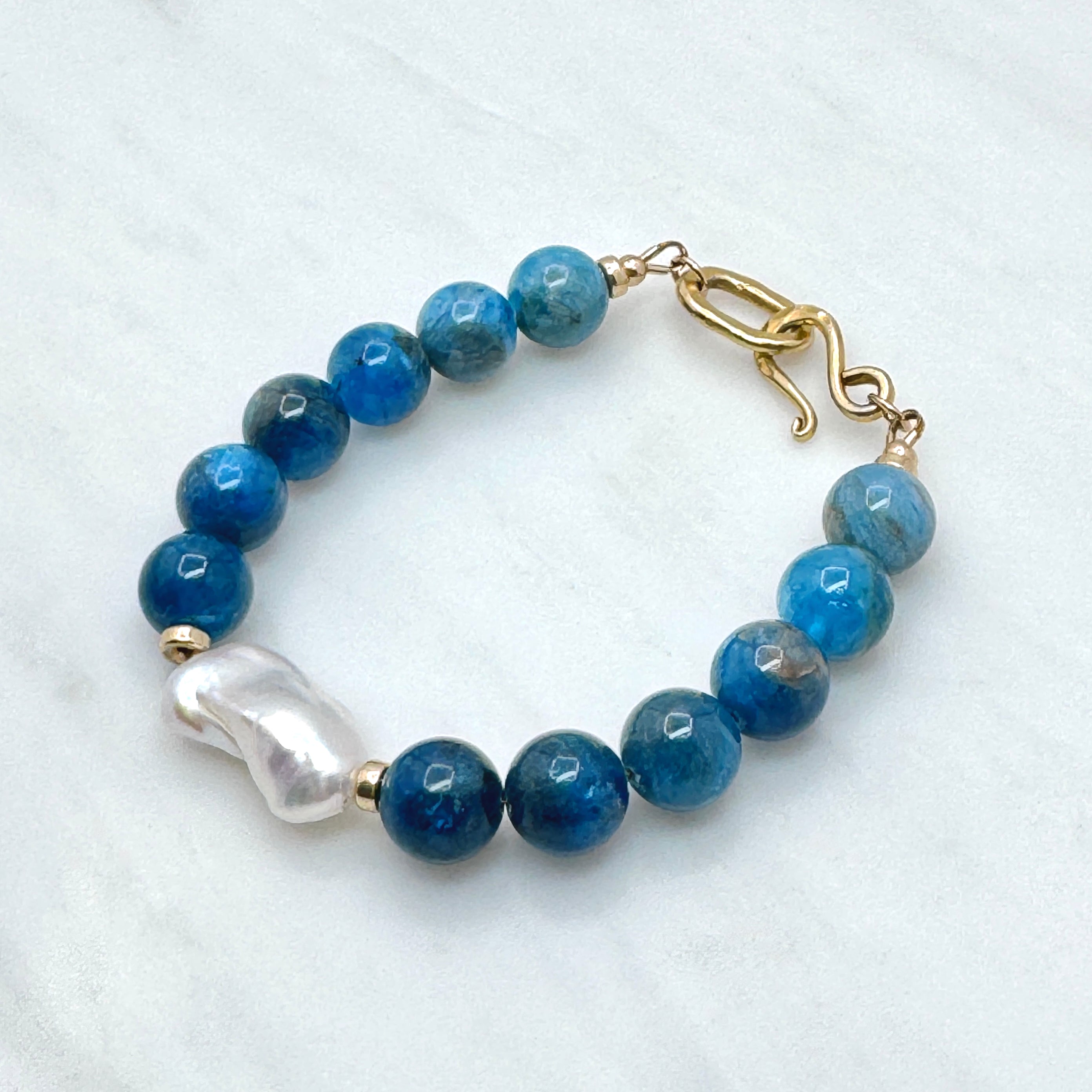 Bold Apatite & Baroque Pearl Vermeil Bracelet