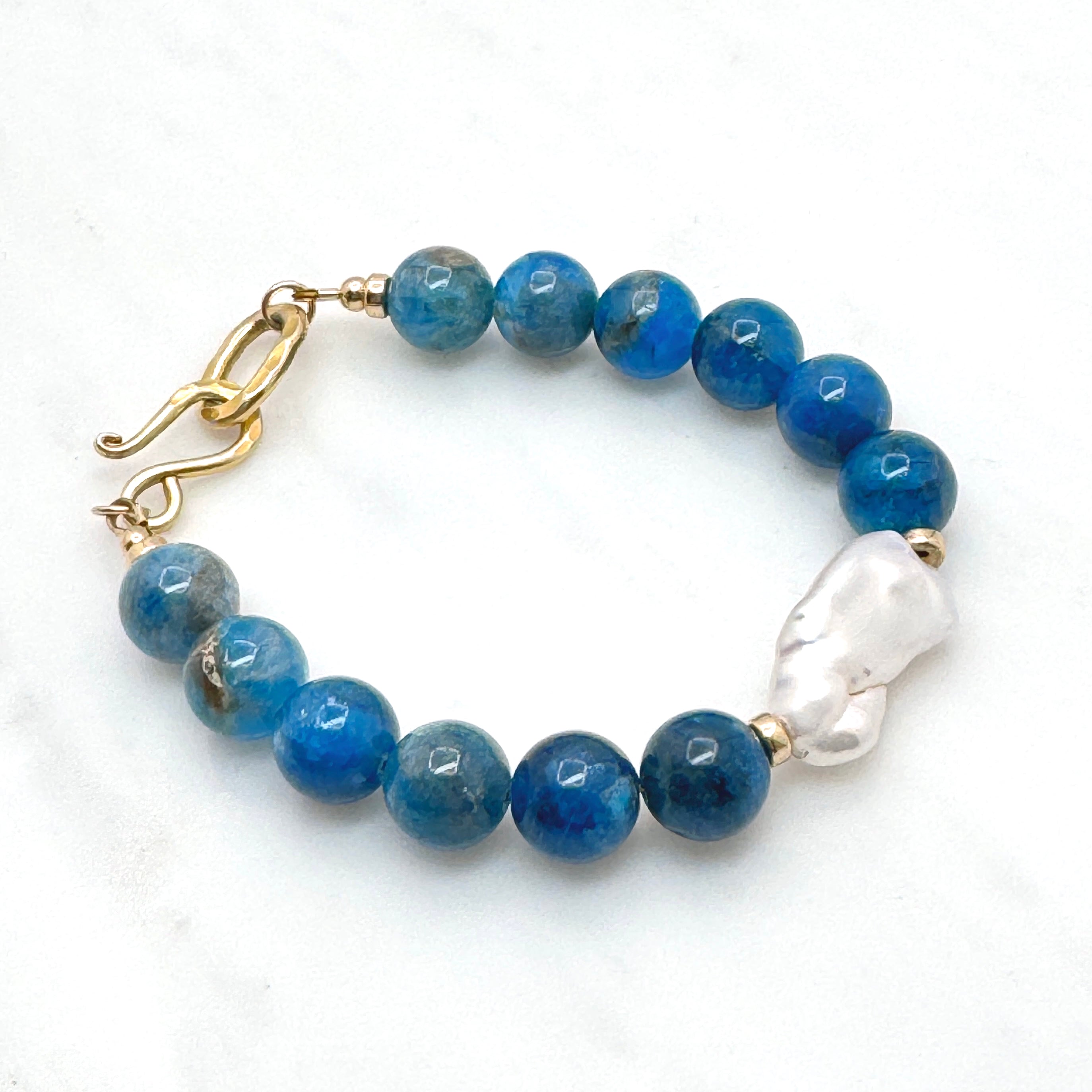 Bold Apatite & Baroque Pearl Vermeil Bracelet