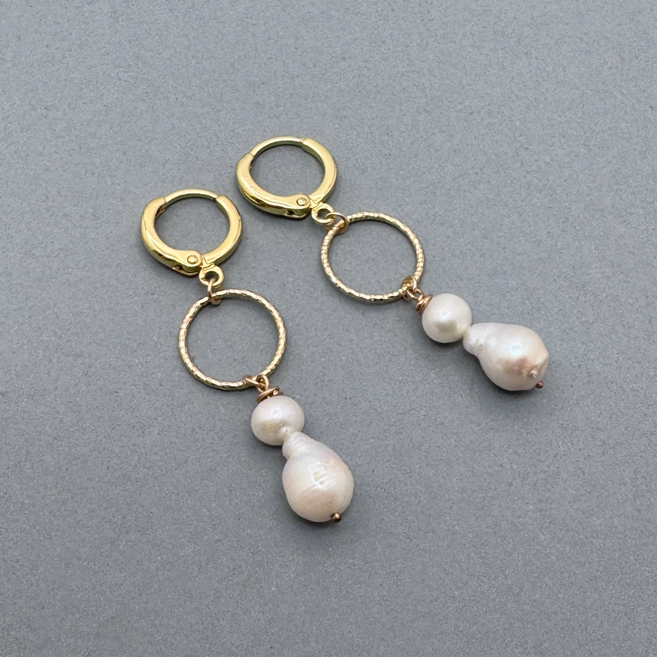 Baroque Pearl Huggie 14K Gold-Filled Earrings