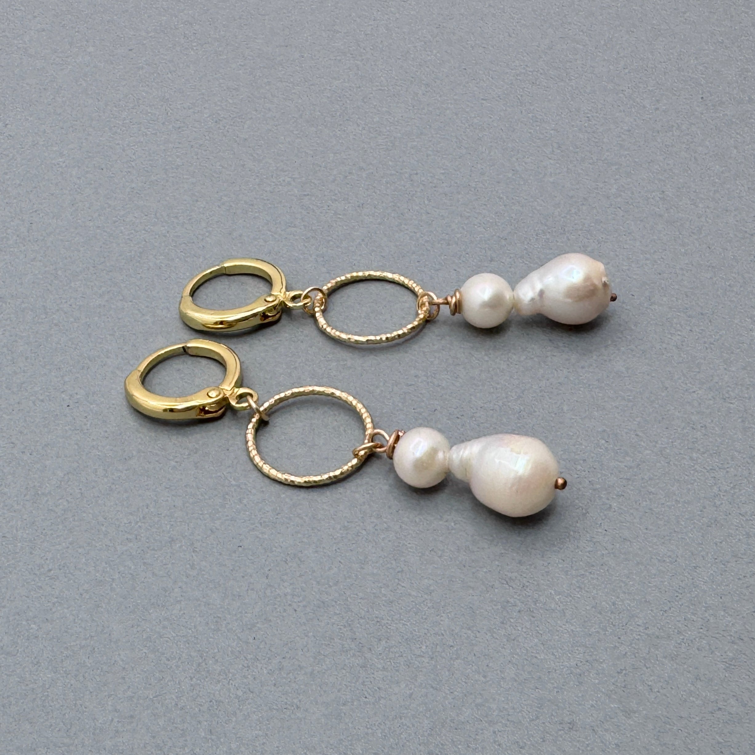Baroque Pearl Huggie 14K Gold-Filled Earrings