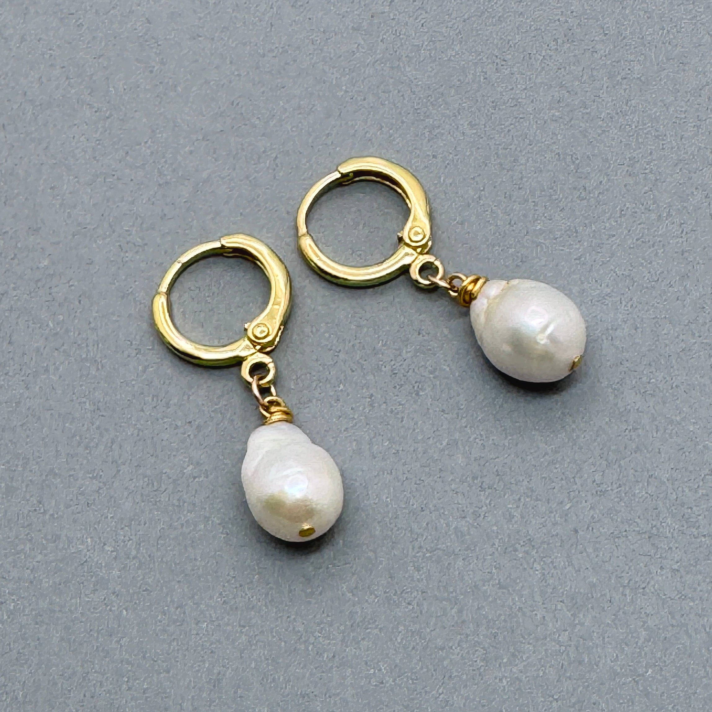 Baroque Pearl 14K Gold-Filled Huggie Earrings