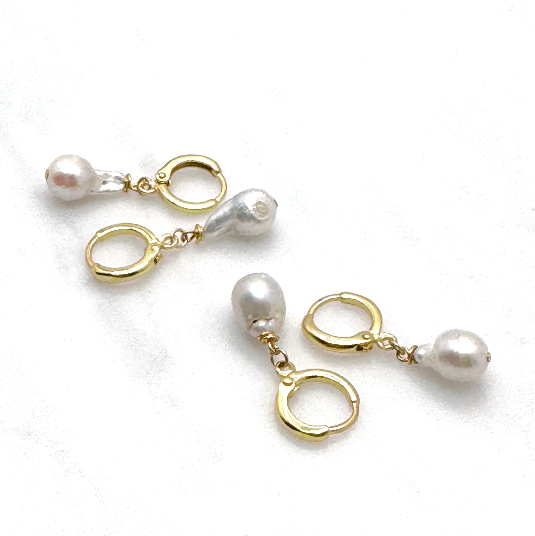 Baroque Pearl 14K Gold-Filled Huggie Earrings