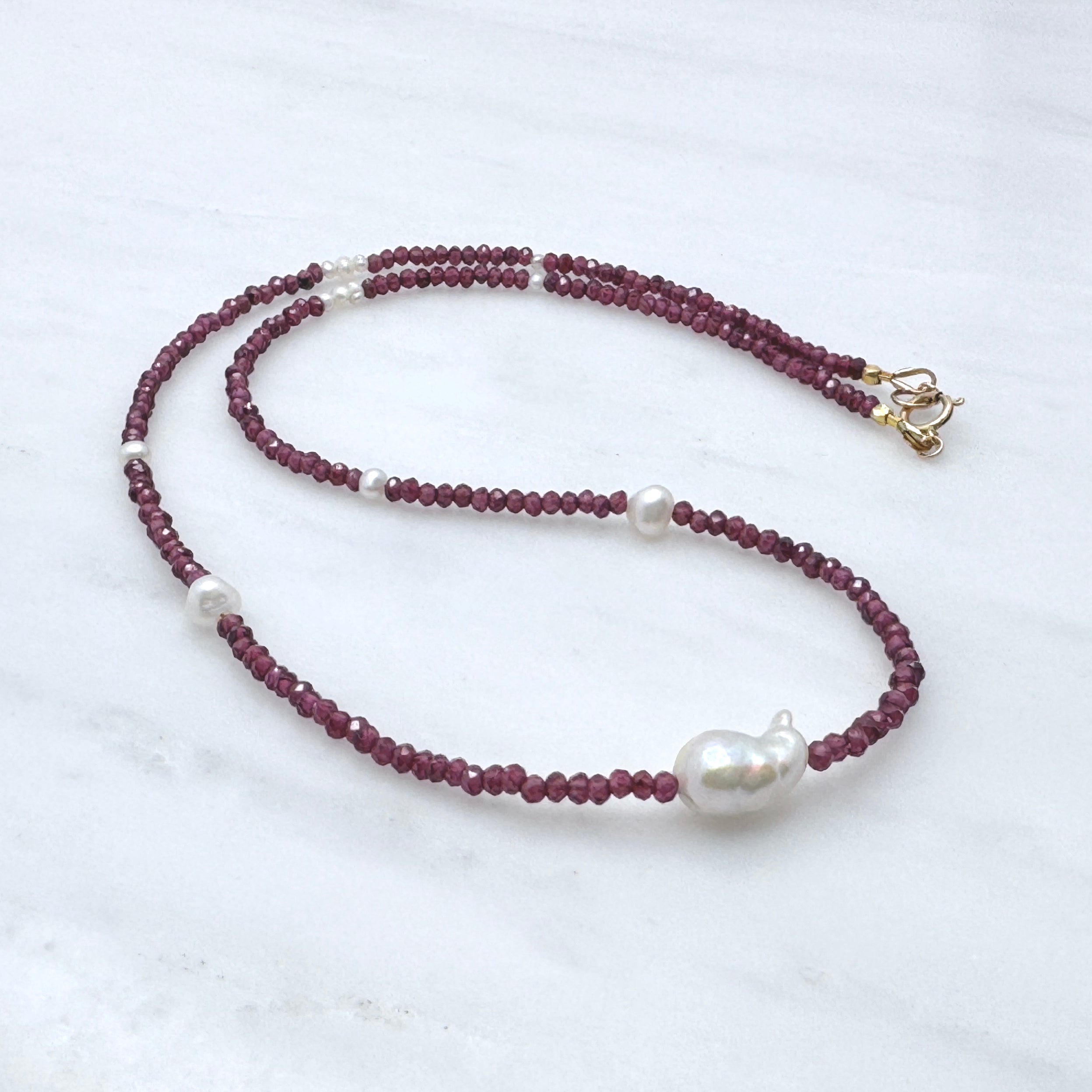 Mozambique Garnet & Baroque Pearl Necklace