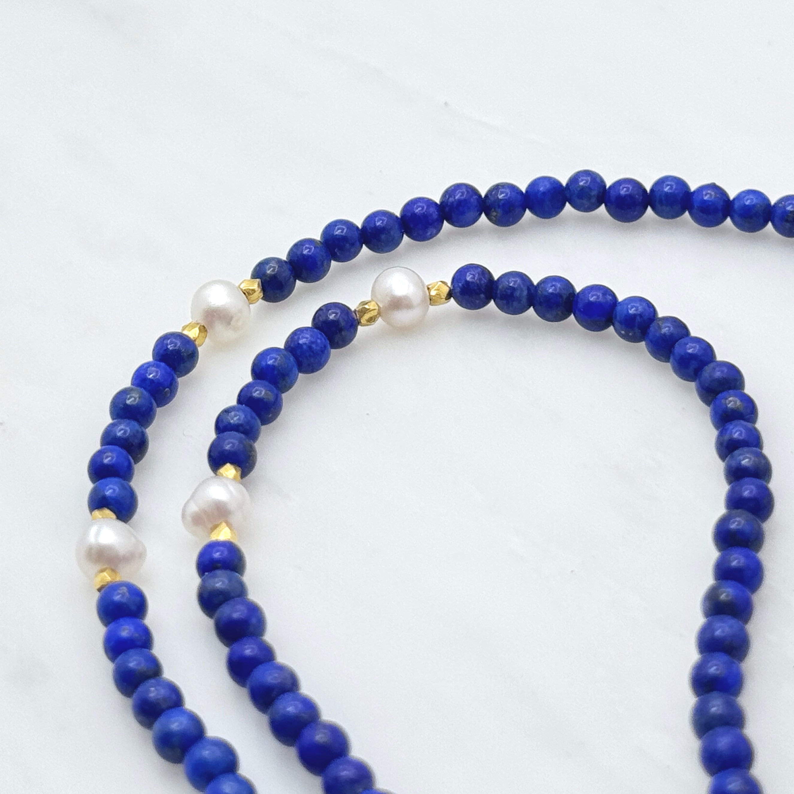Lapis & Baroque Pearl Front Toggle Necklace
