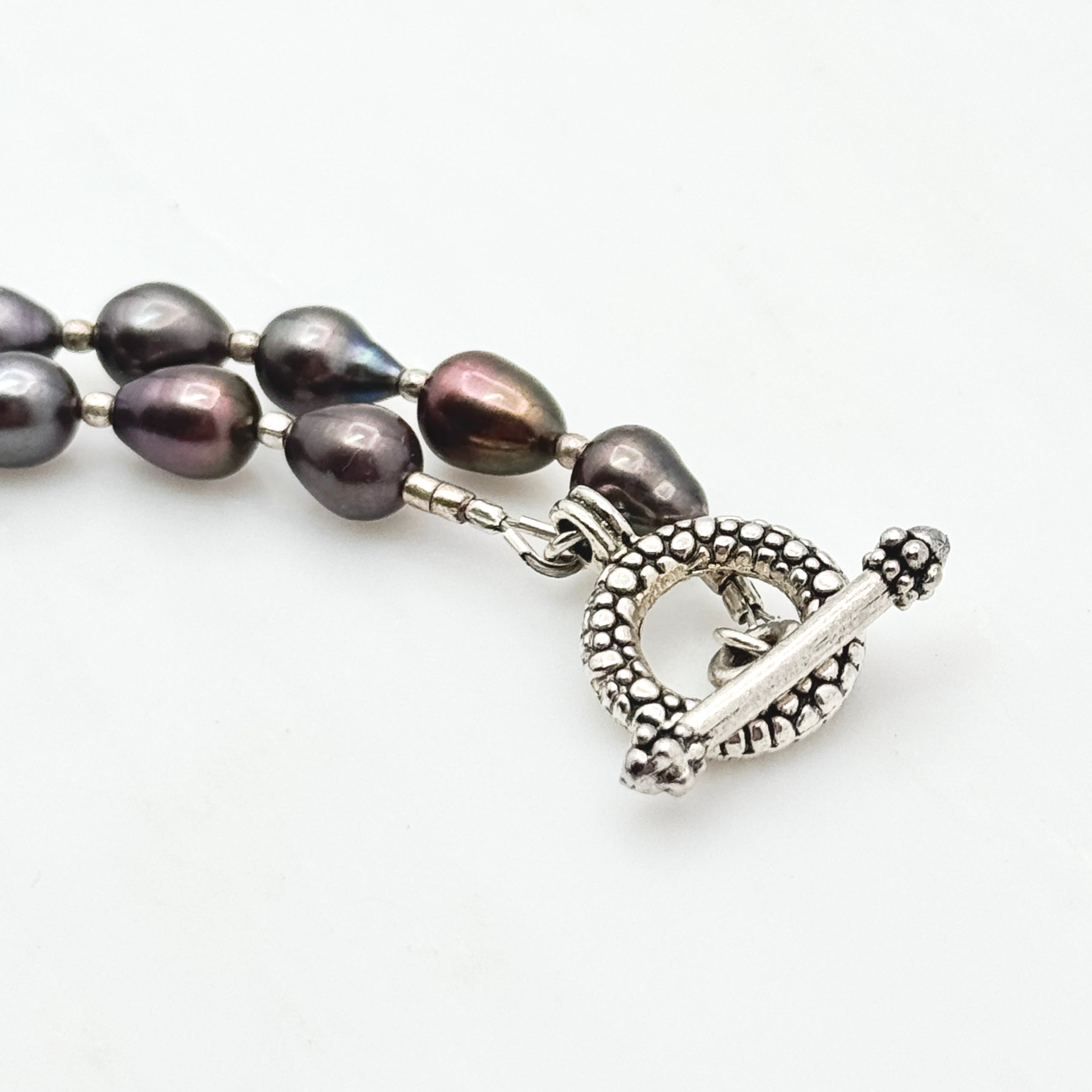 Light & Dark Gray Pearl Silver Necklace