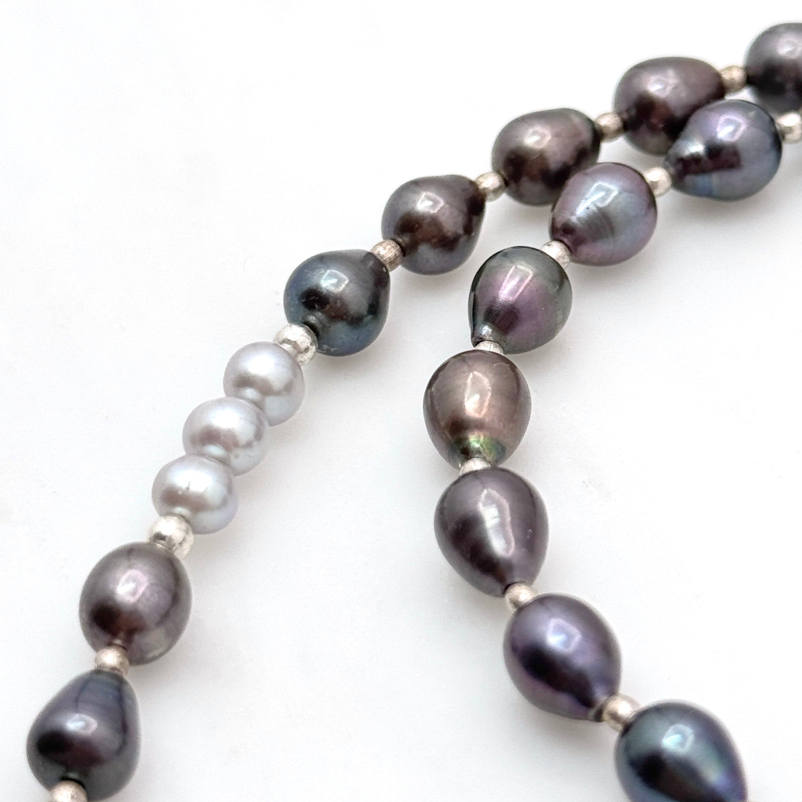 Light & Dark Gray Pearl Silver Necklace