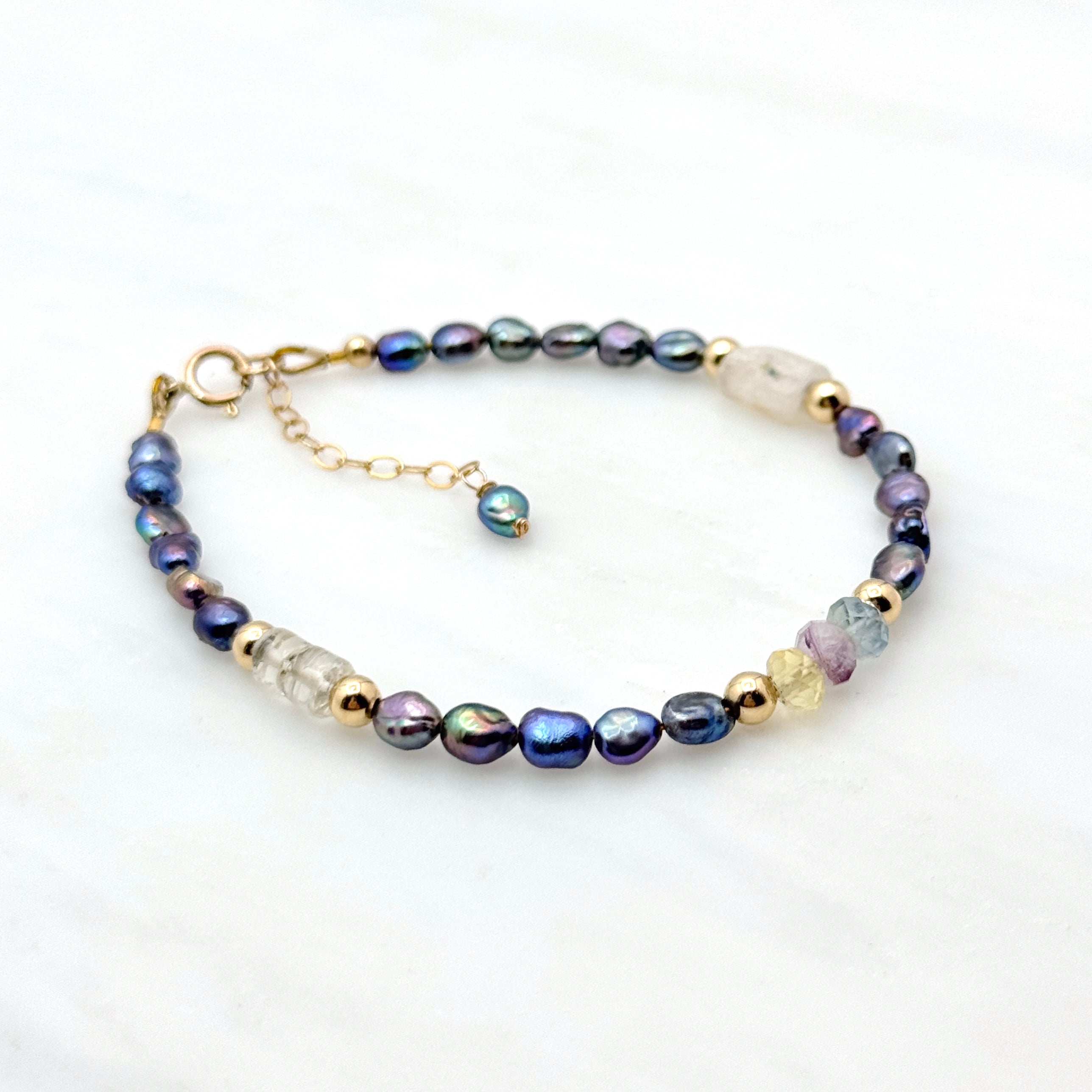 Colorful Peacock Pearl & Gemstone Bracelet
