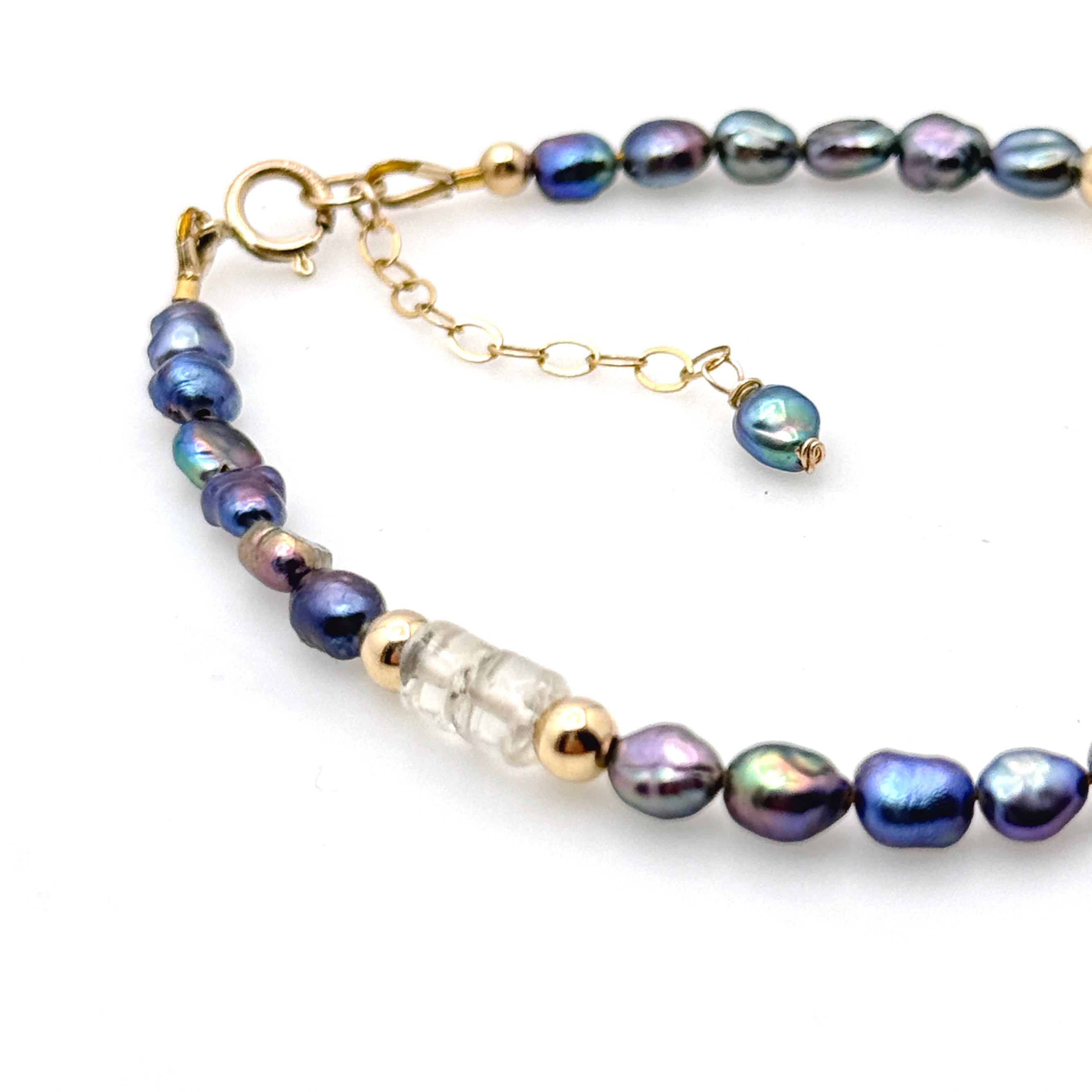 Colorful Peacock Pearl & Gemstone Bracelet