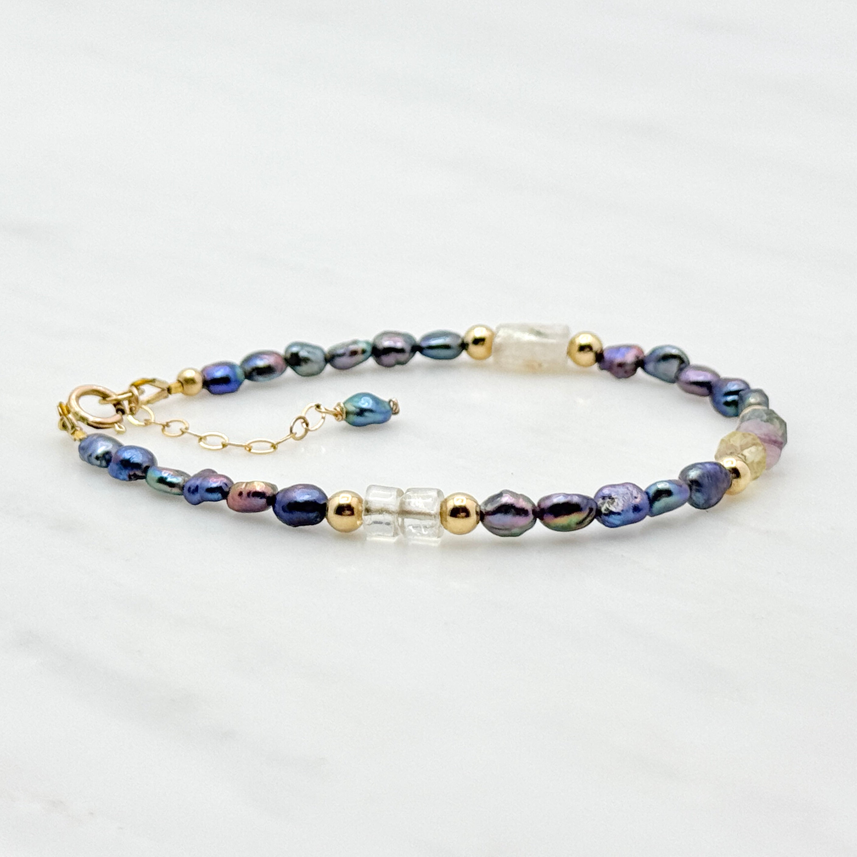 Colorful Peacock Pearl & Gemstone Bracelet