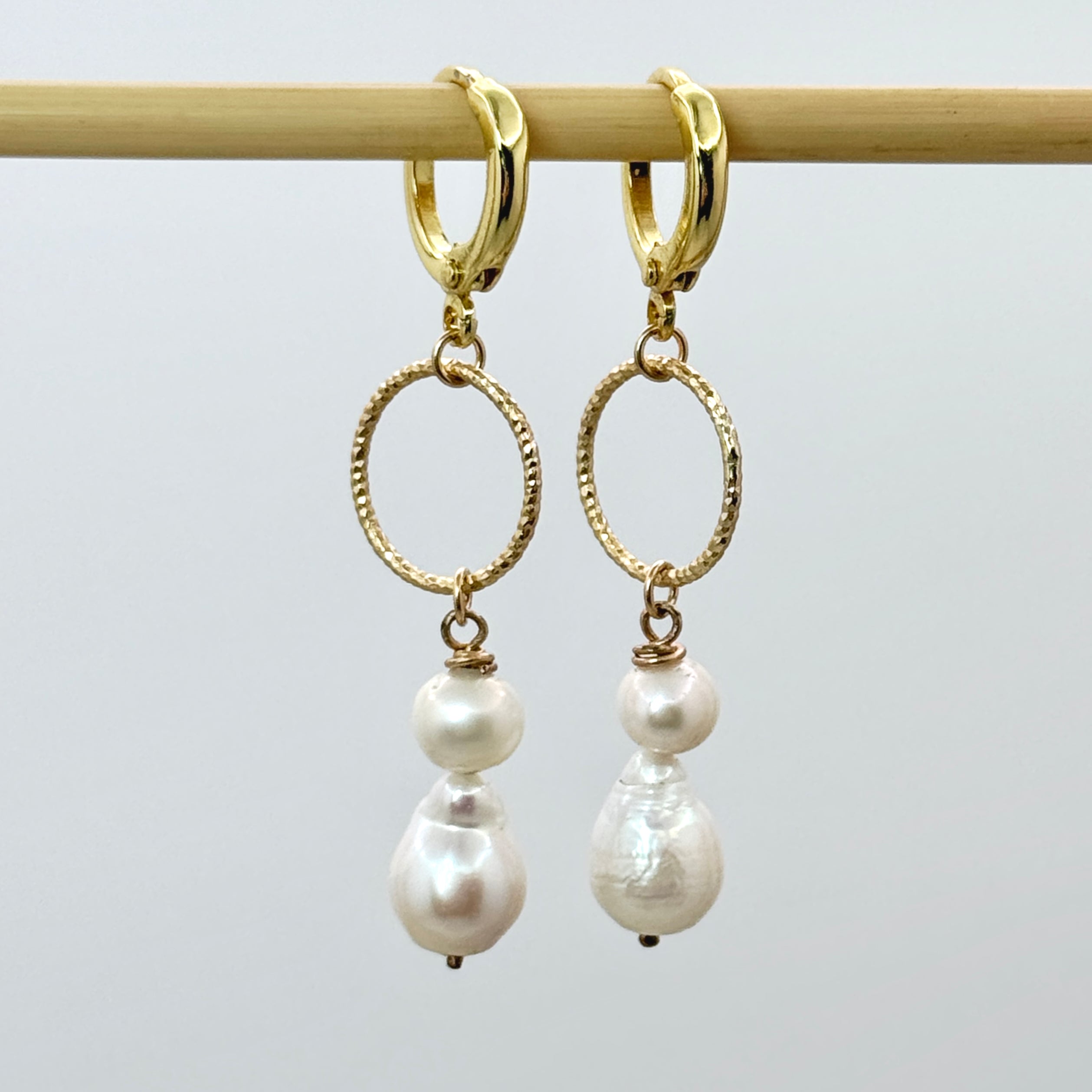 Baroque Pearl Huggie 14K Gold-Filled Earrings