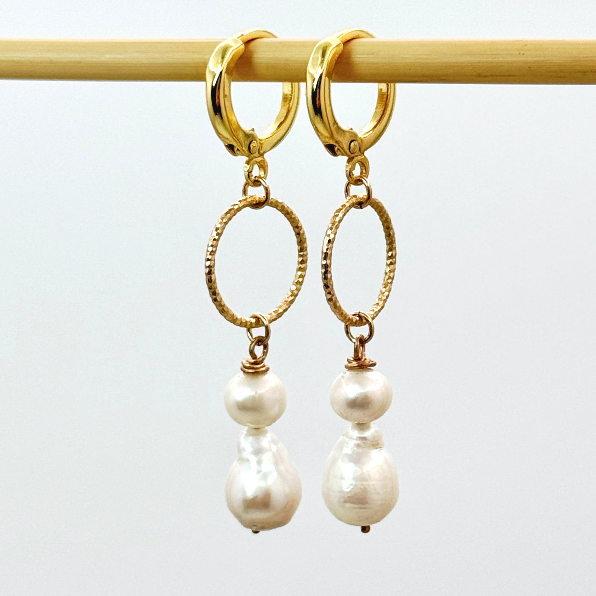 Baroque Pearl Huggie 14K Gold-Filled Earrings
