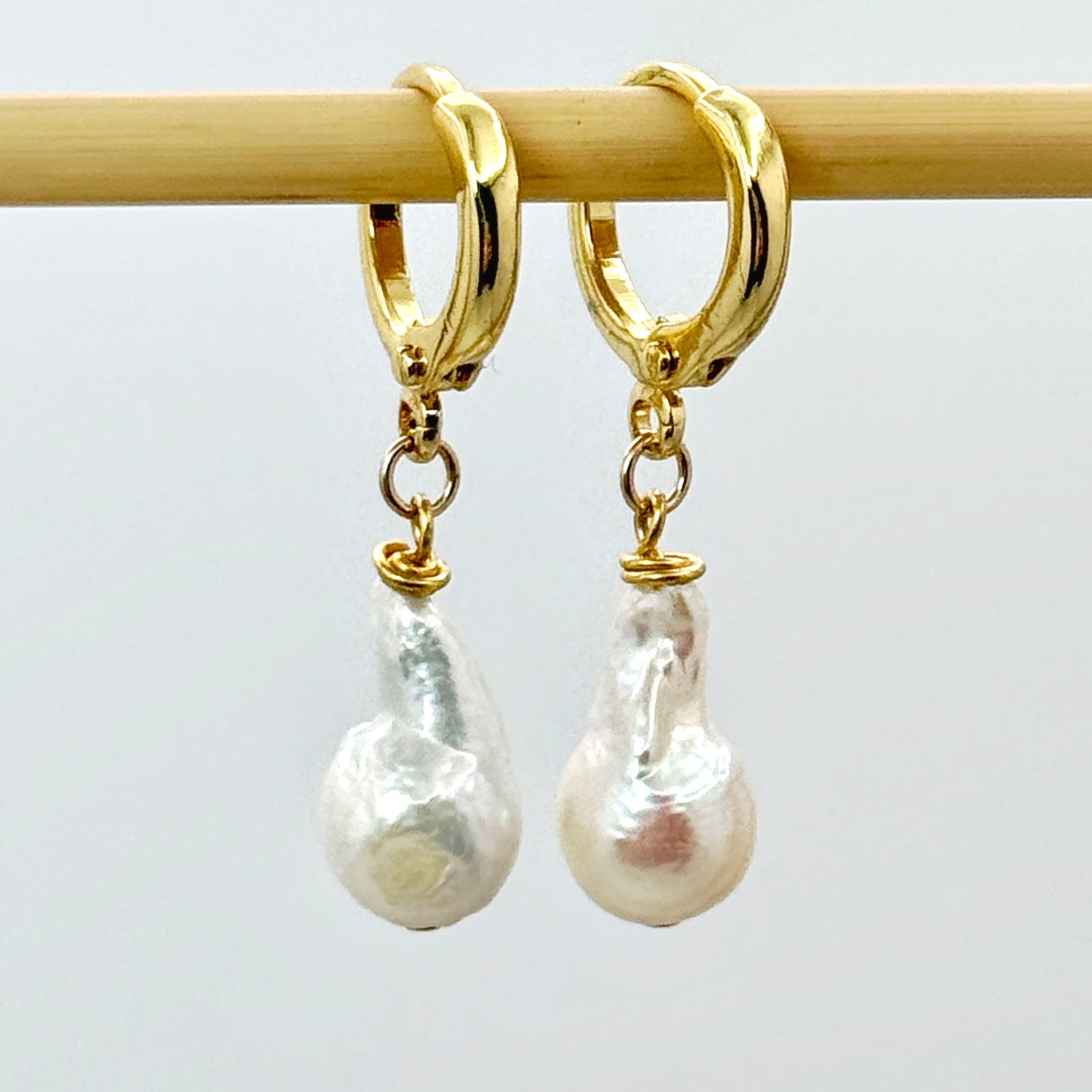 Baroque Pearl 14K Gold-Filled Huggie Earrings