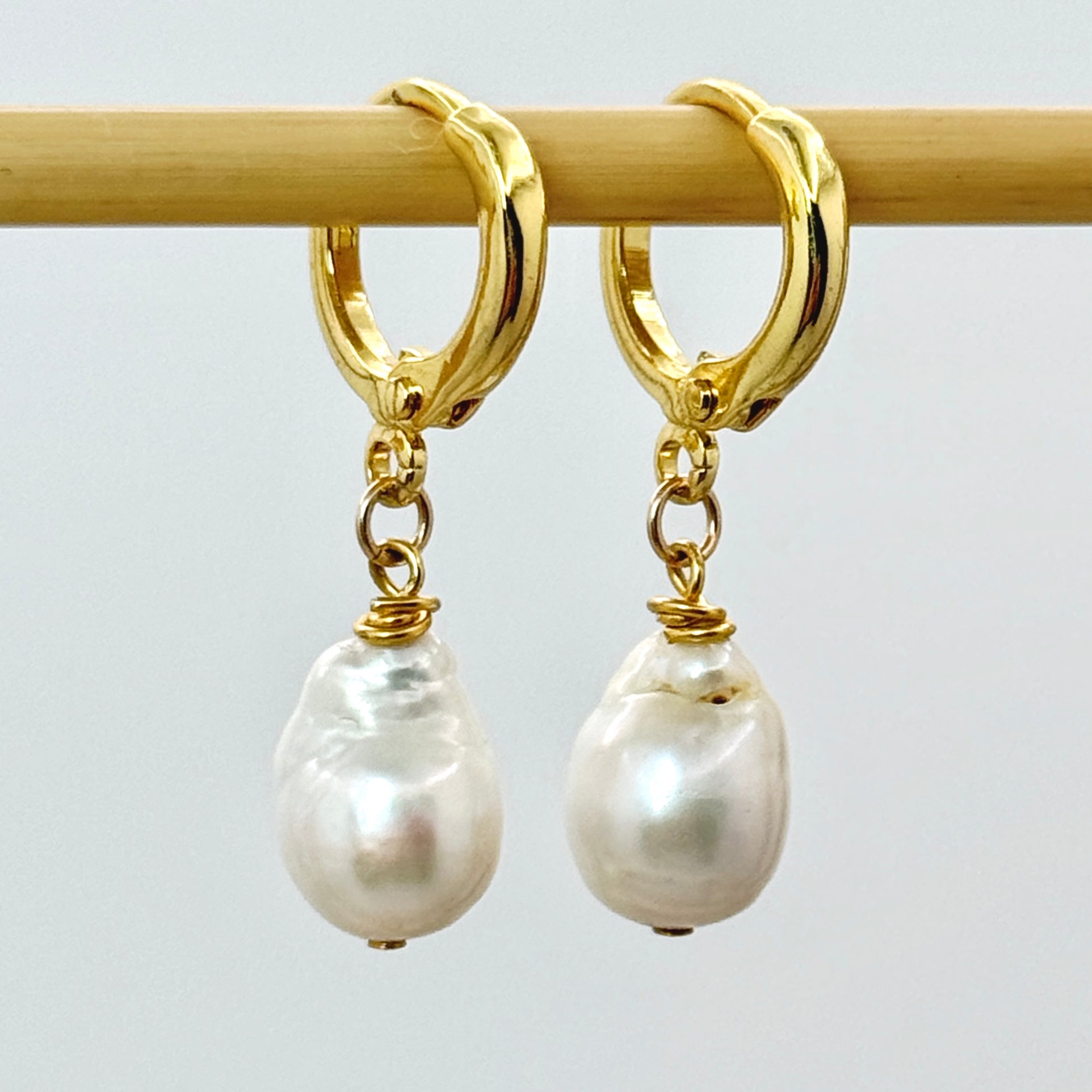 Baroque Pearl 14K Gold-Filled Huggie Earrings