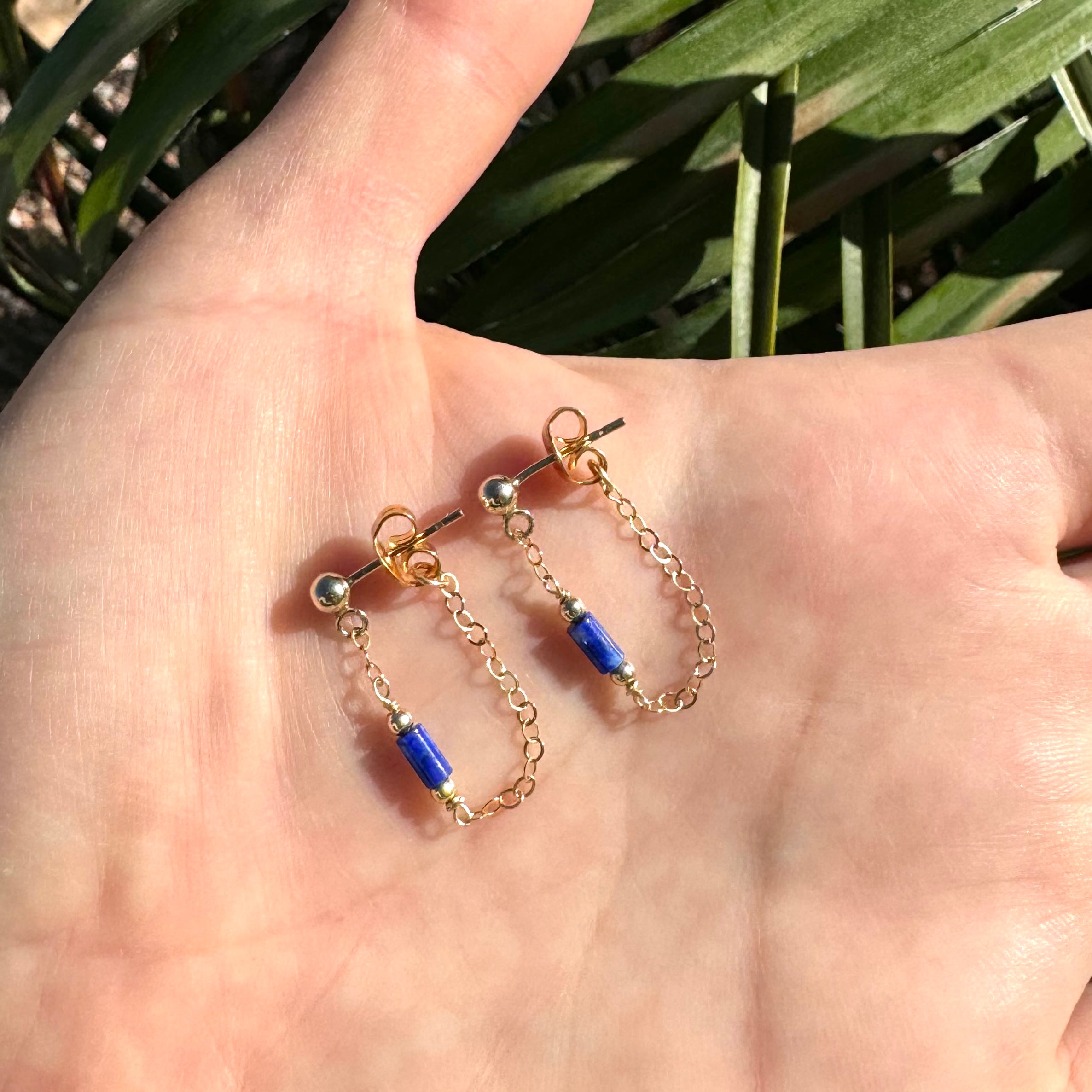 Gold-Filled Lapis Lazuli Ear Jacket Earrings