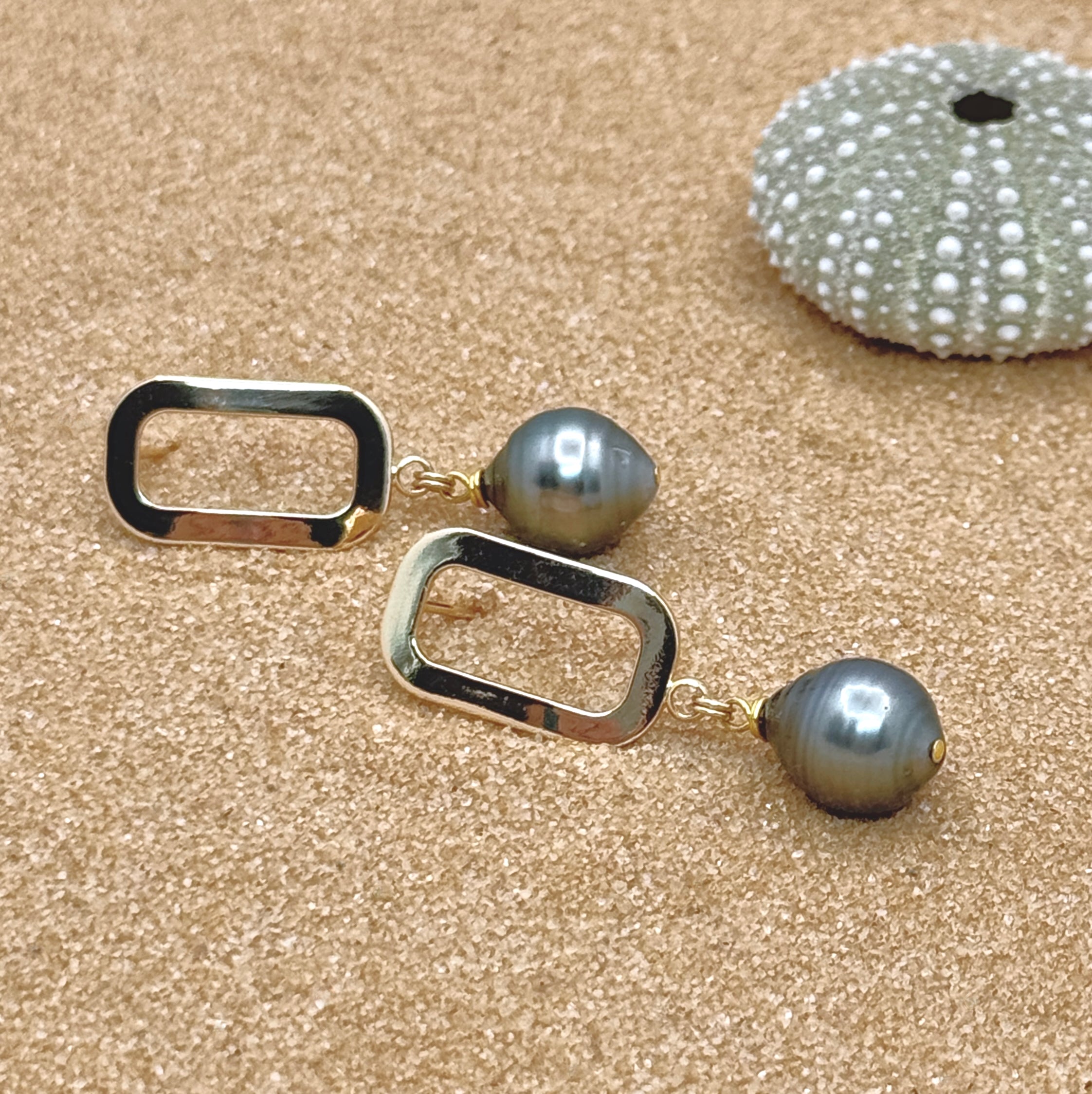 Sculptural Tahitian Pearl Drop Earrings