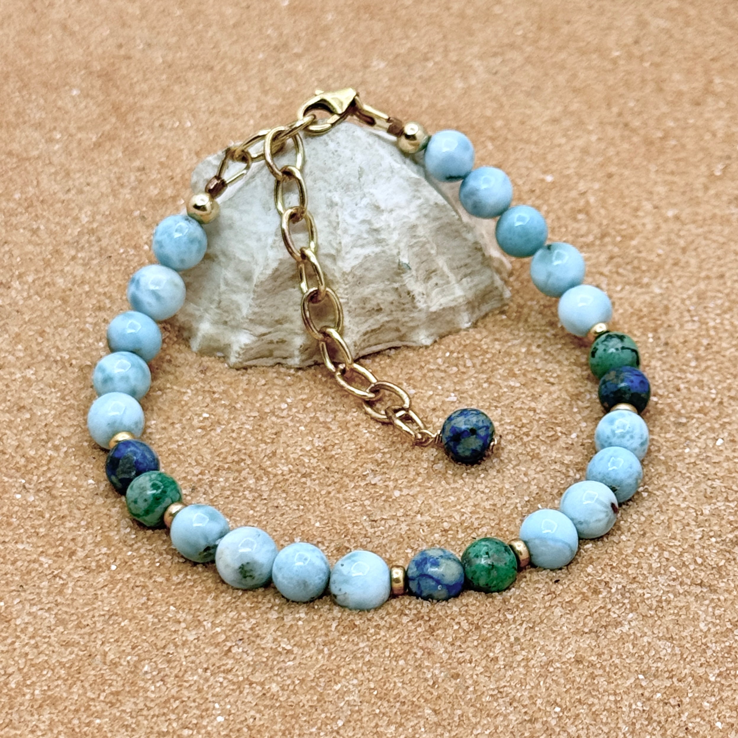 Larimar & Chrysocolla Gold-Filled Bracelet