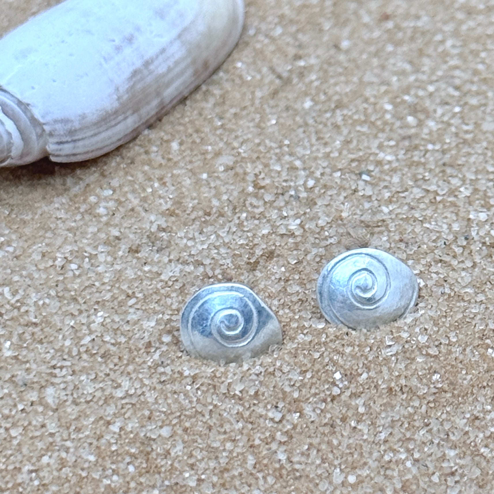 Sterling Silver Shell Stud Earrings