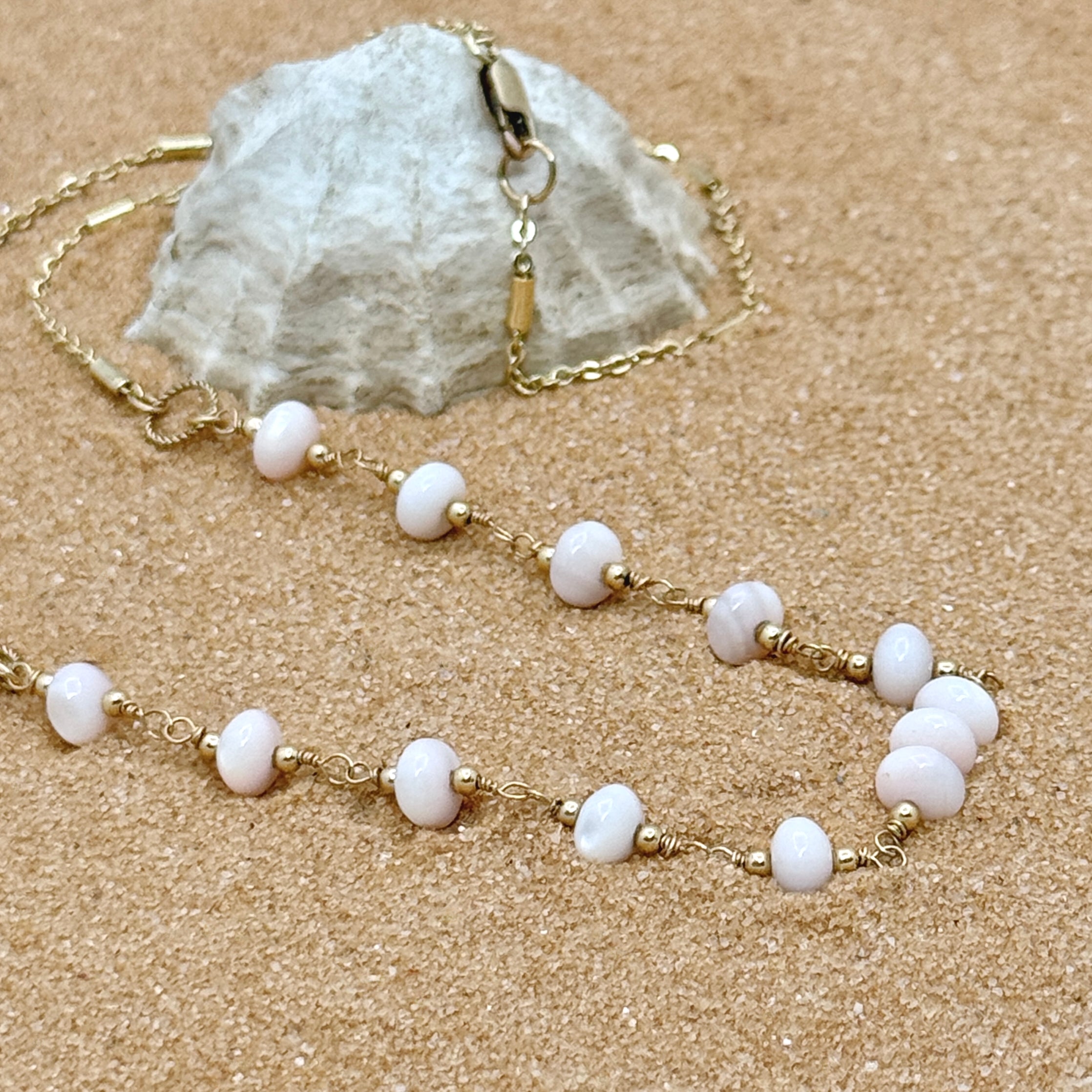 Pink Freshwater Shell Station Necklace