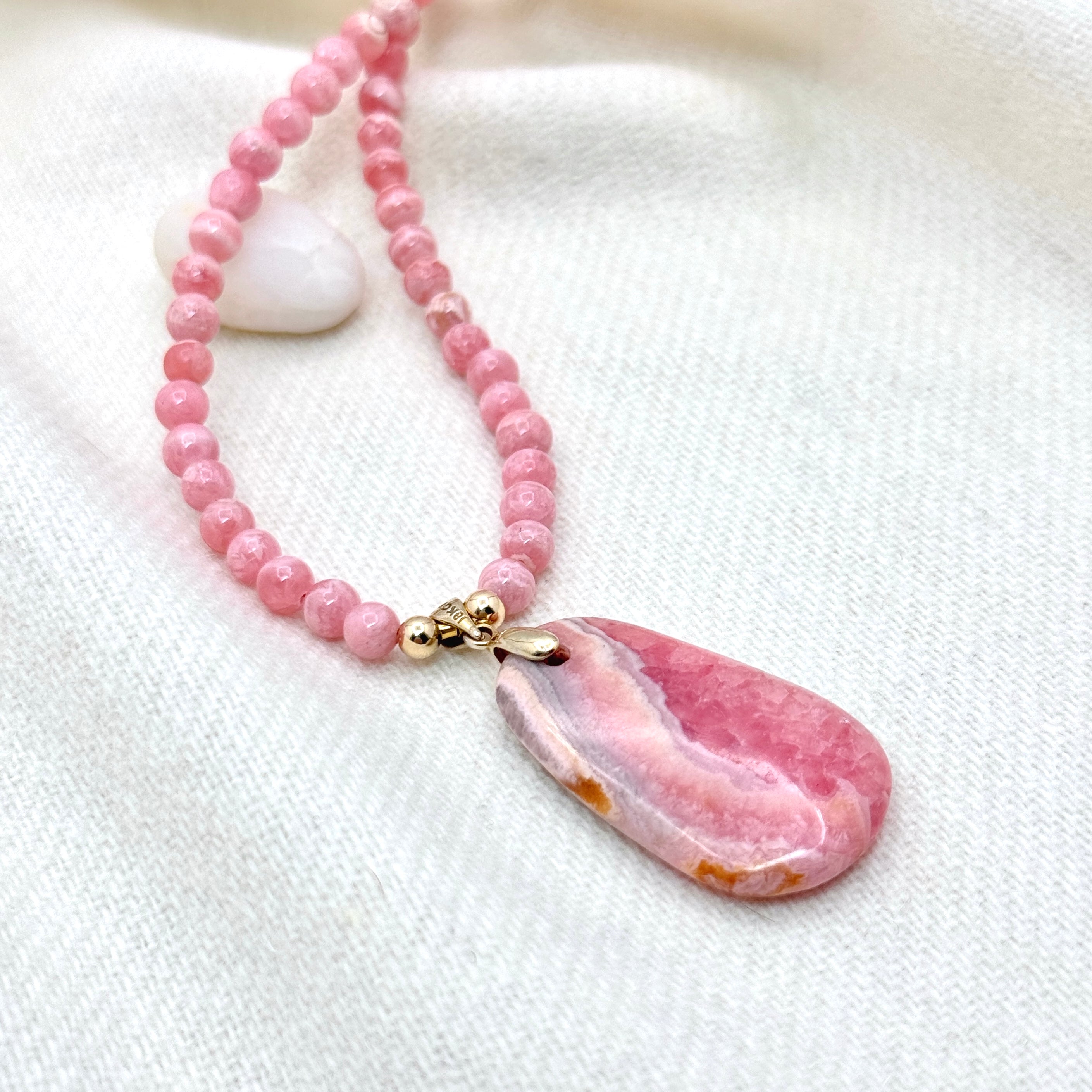Rhodochrosite Pendant Gold-Filled Necklace