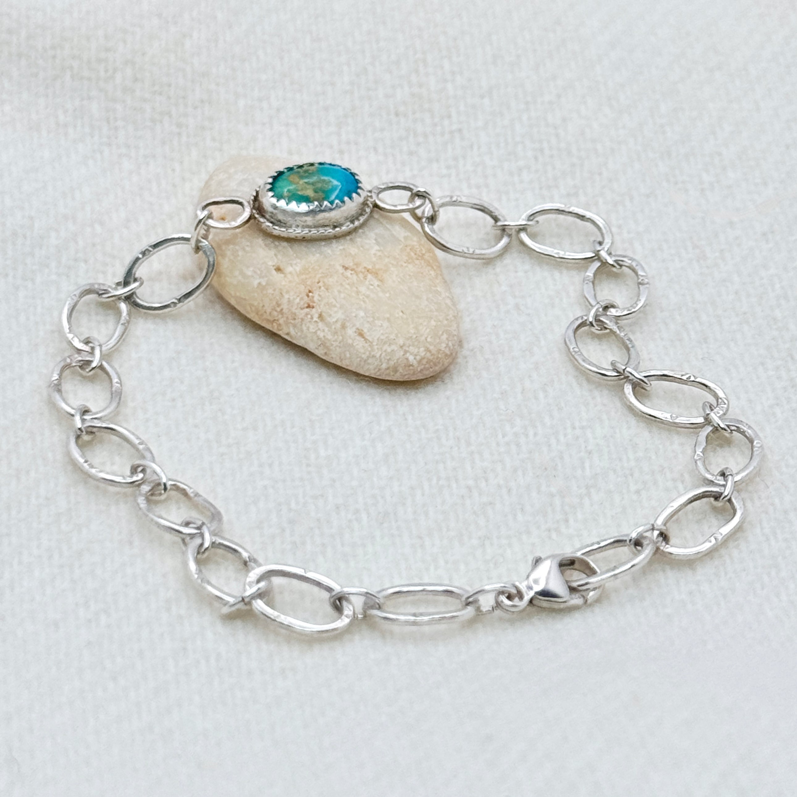 Sonoran Gold Turquoise Silver Link Bracelet