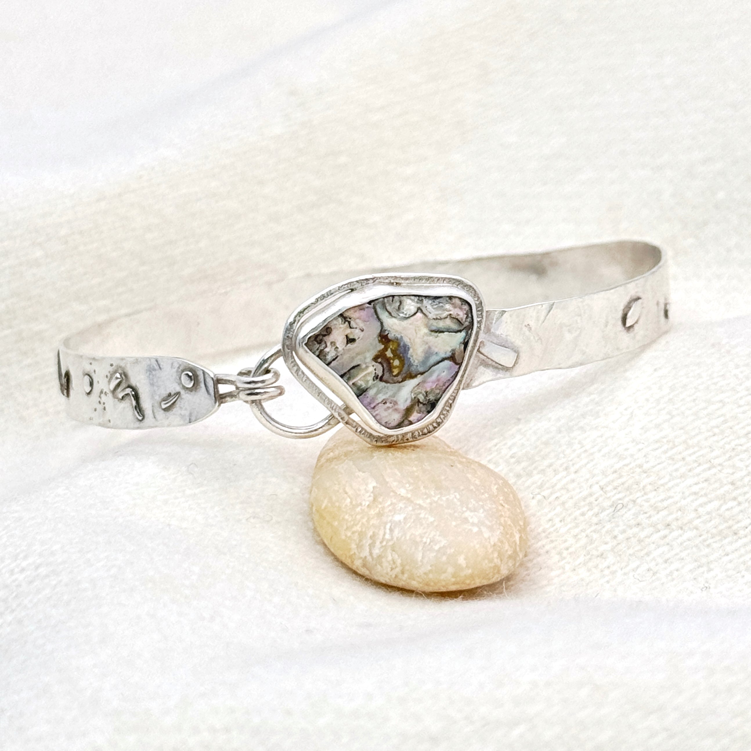 Abalone Shell Sterling Silver Bangle Bracelet