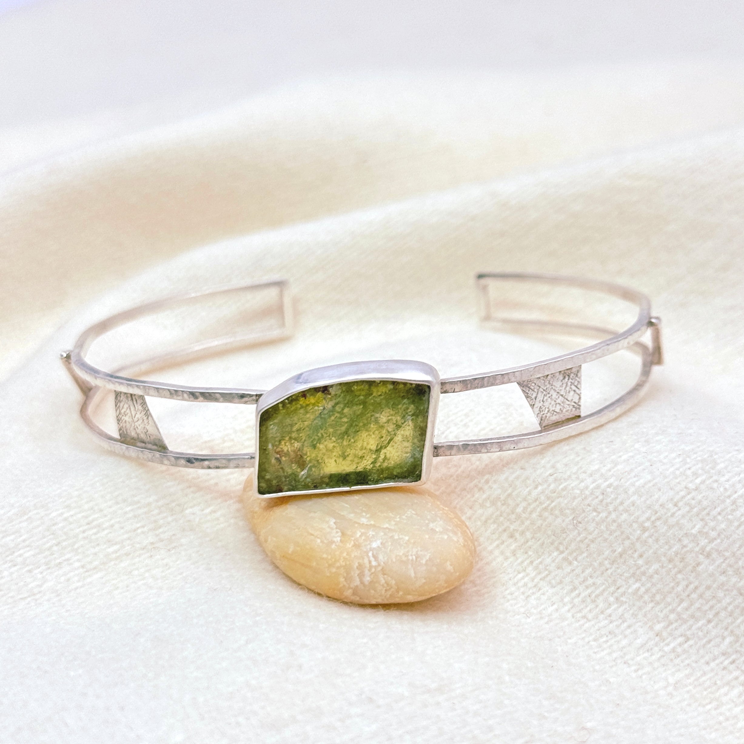 Green Tourmaline Sterling Silver Cuff